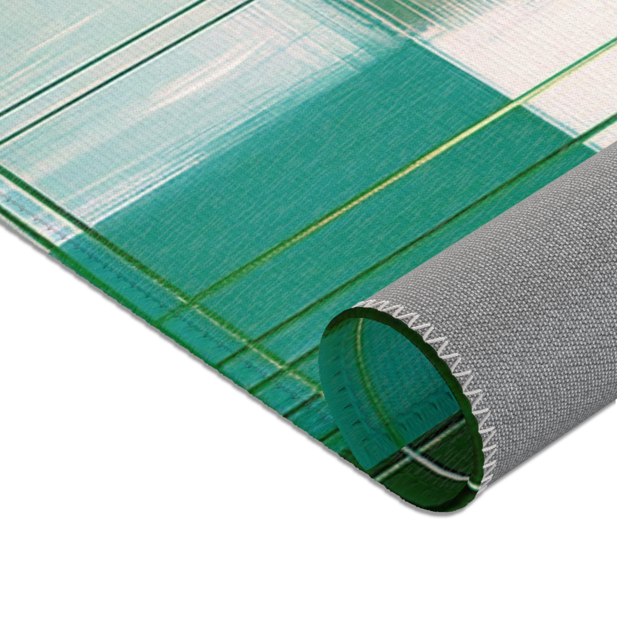 Abstract Large Area Rug | Teal Emerald Green White, Geometric