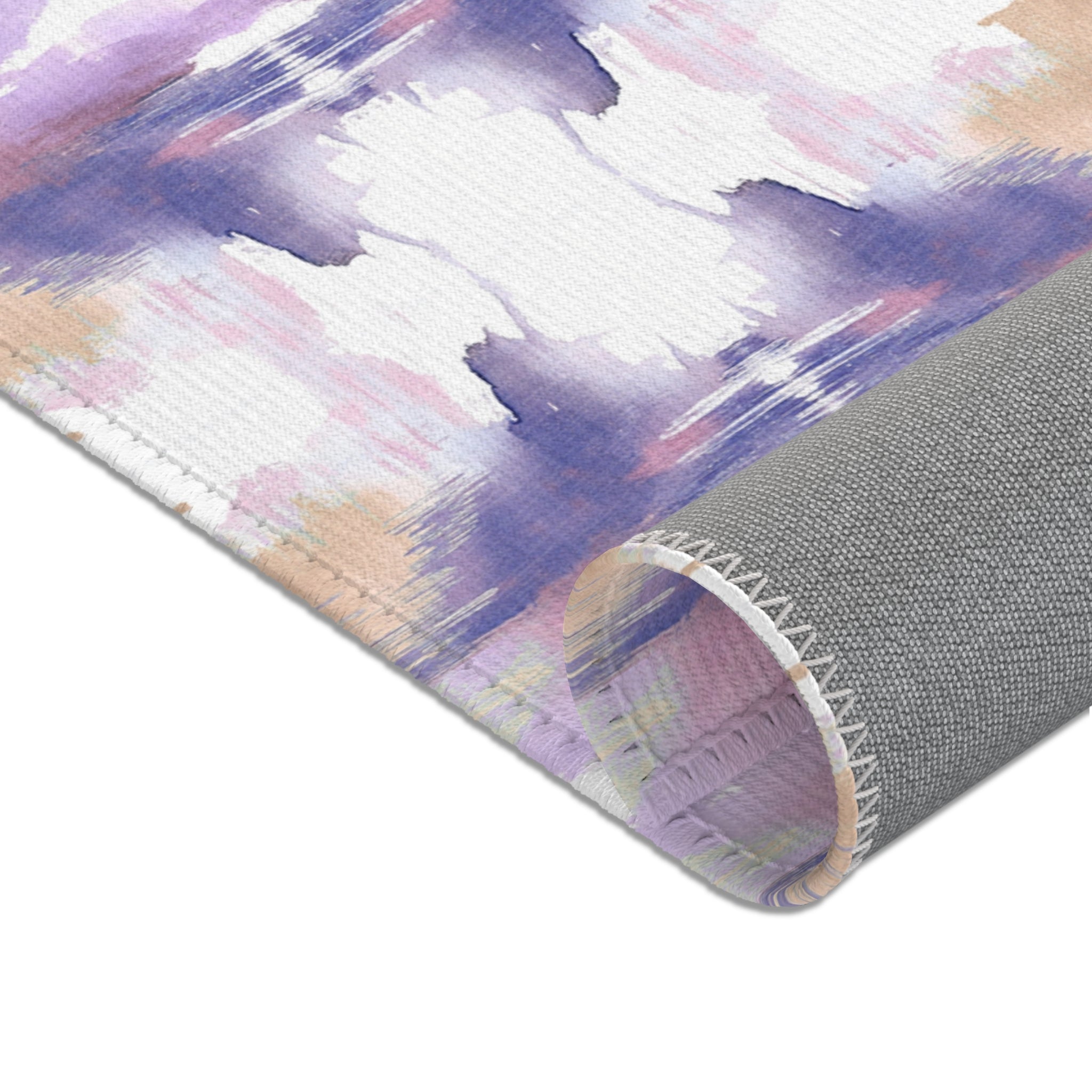 Abstract Large Area Rug | Modern Purple Blue Beige Watercolor Rug