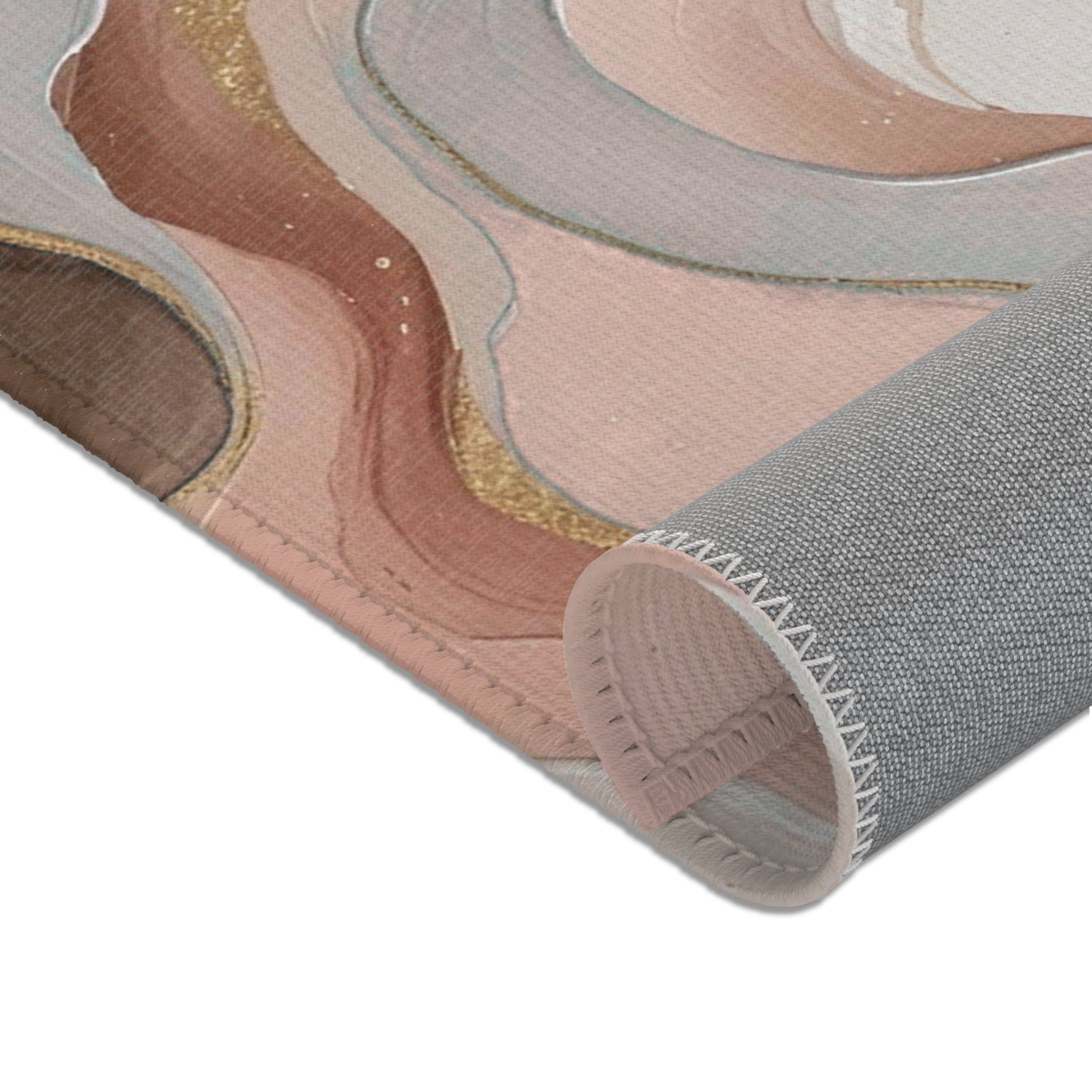 Abstract Area Rug | Taupe Brown Beige, Blush Pink Grey Watercolor