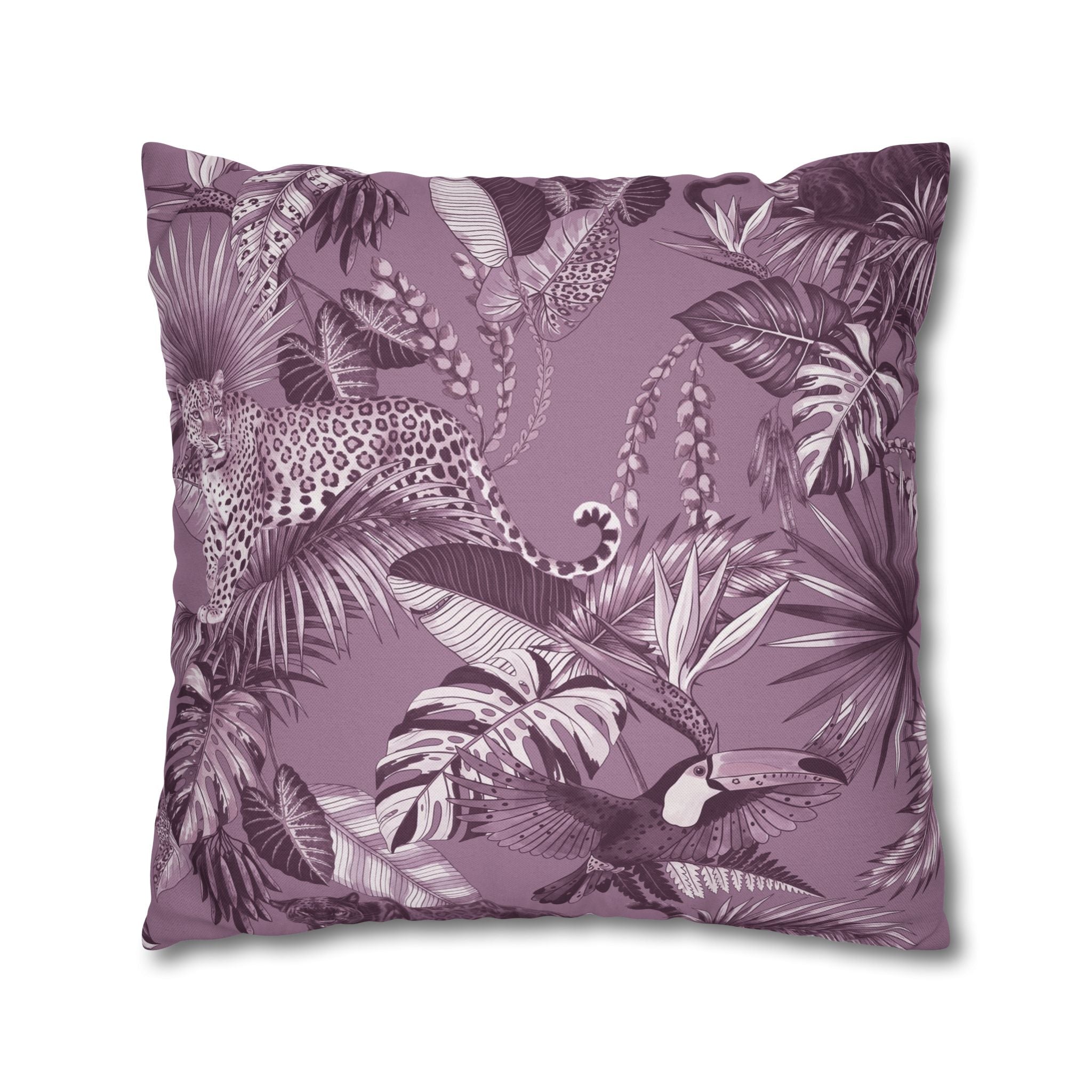 Jungel Throw Pillow Cover, Plum Coastal Nature Decor Cushion