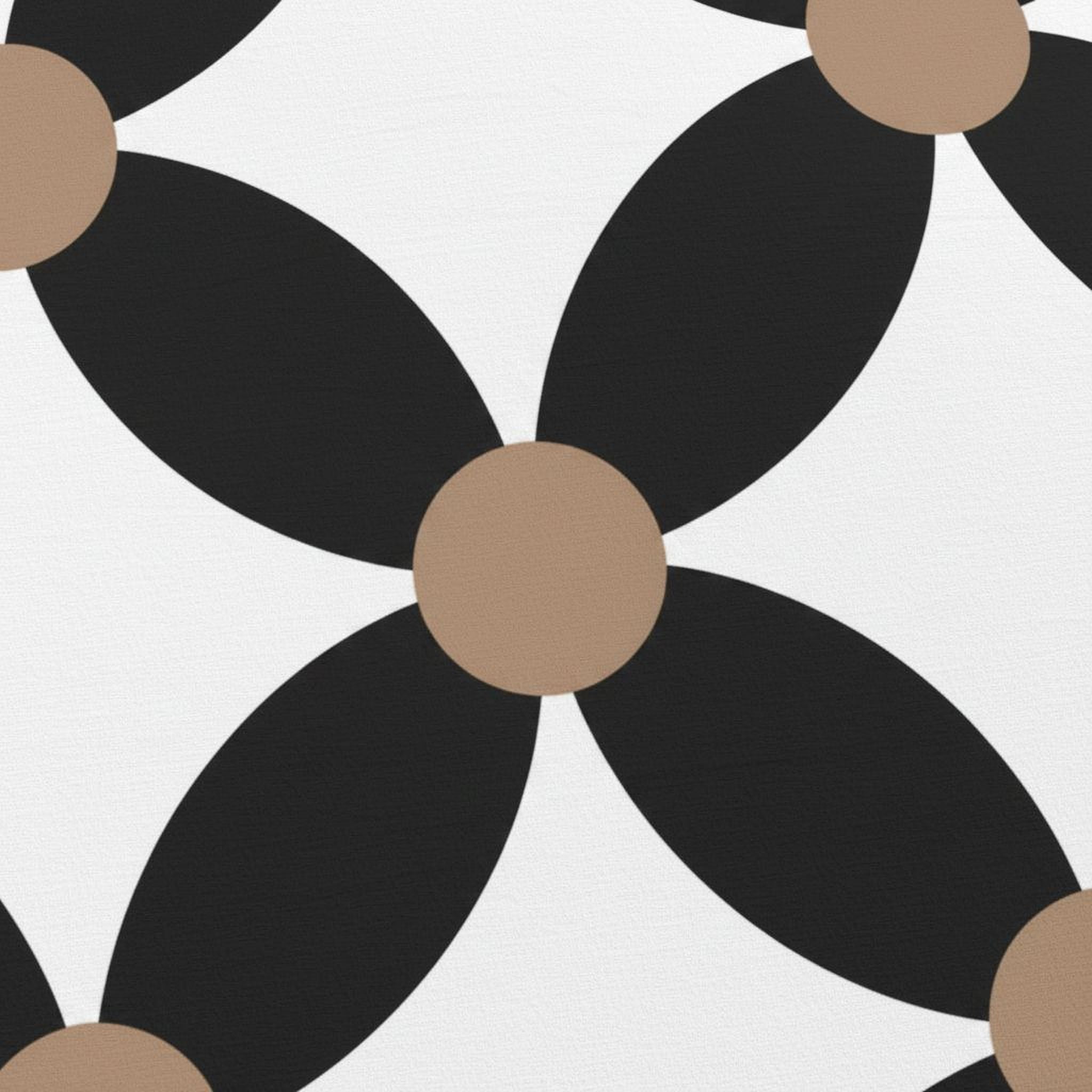 a repeating pattern of black and brown circles arranged in a symmetrical design.