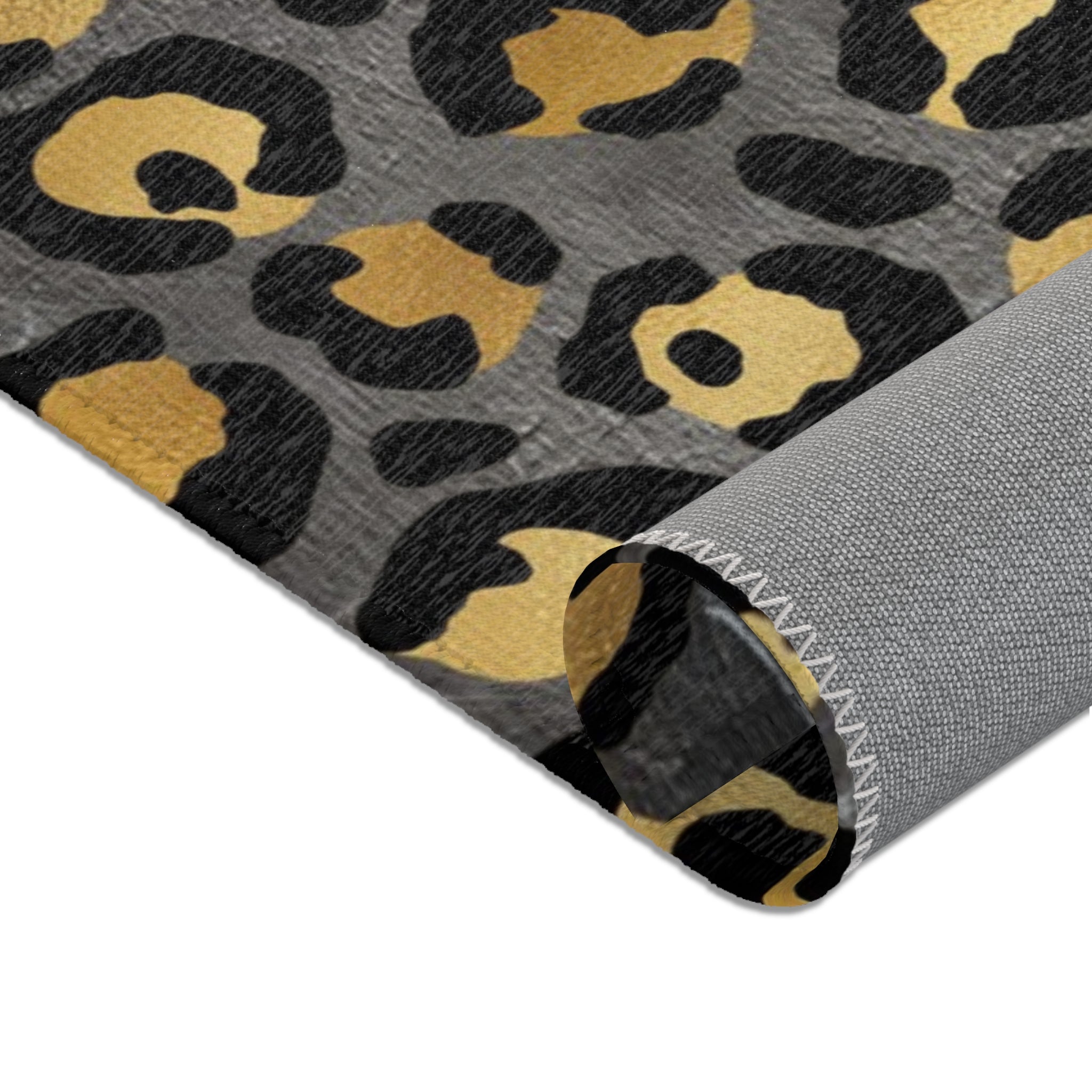 Large Area Rug | Grey Blue Black, Beige Leopard Animal Print