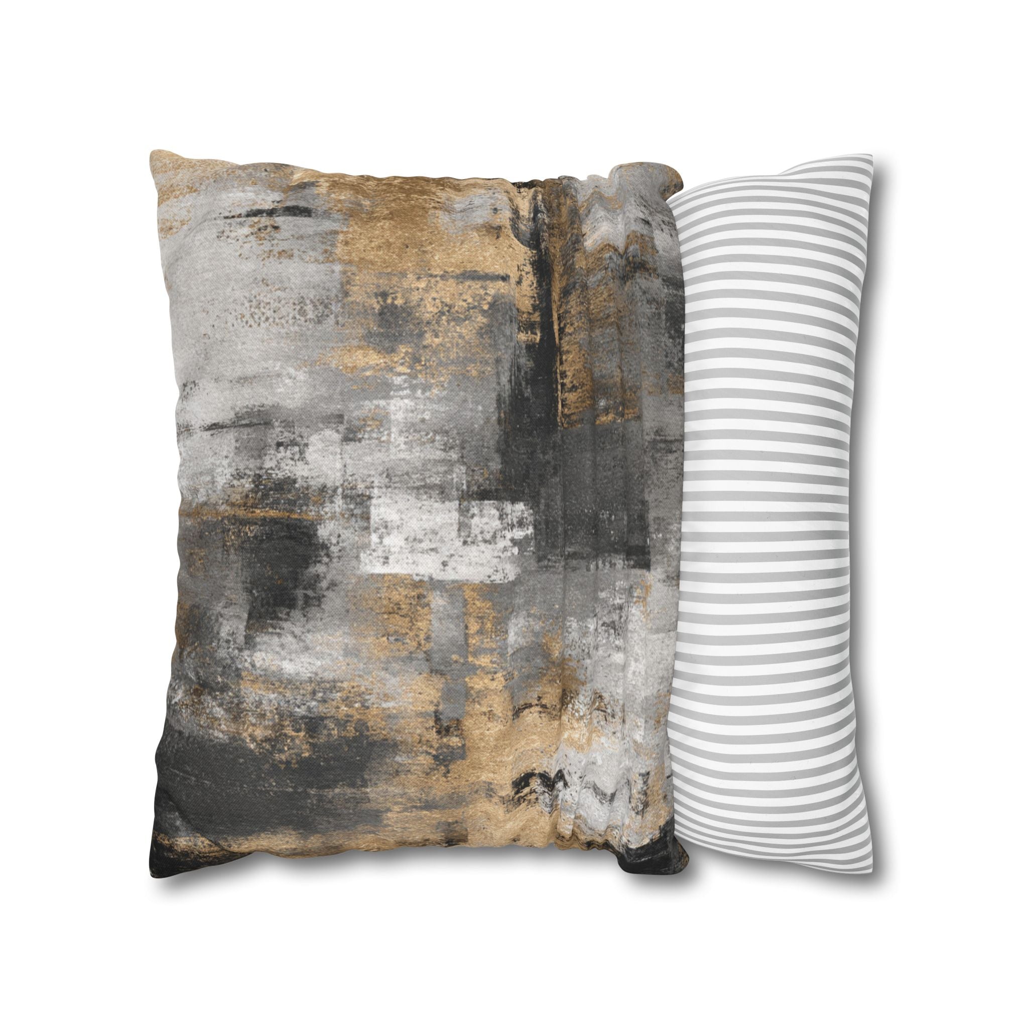 Abstract Throw Pillow Cover | Dark Grey, Beige