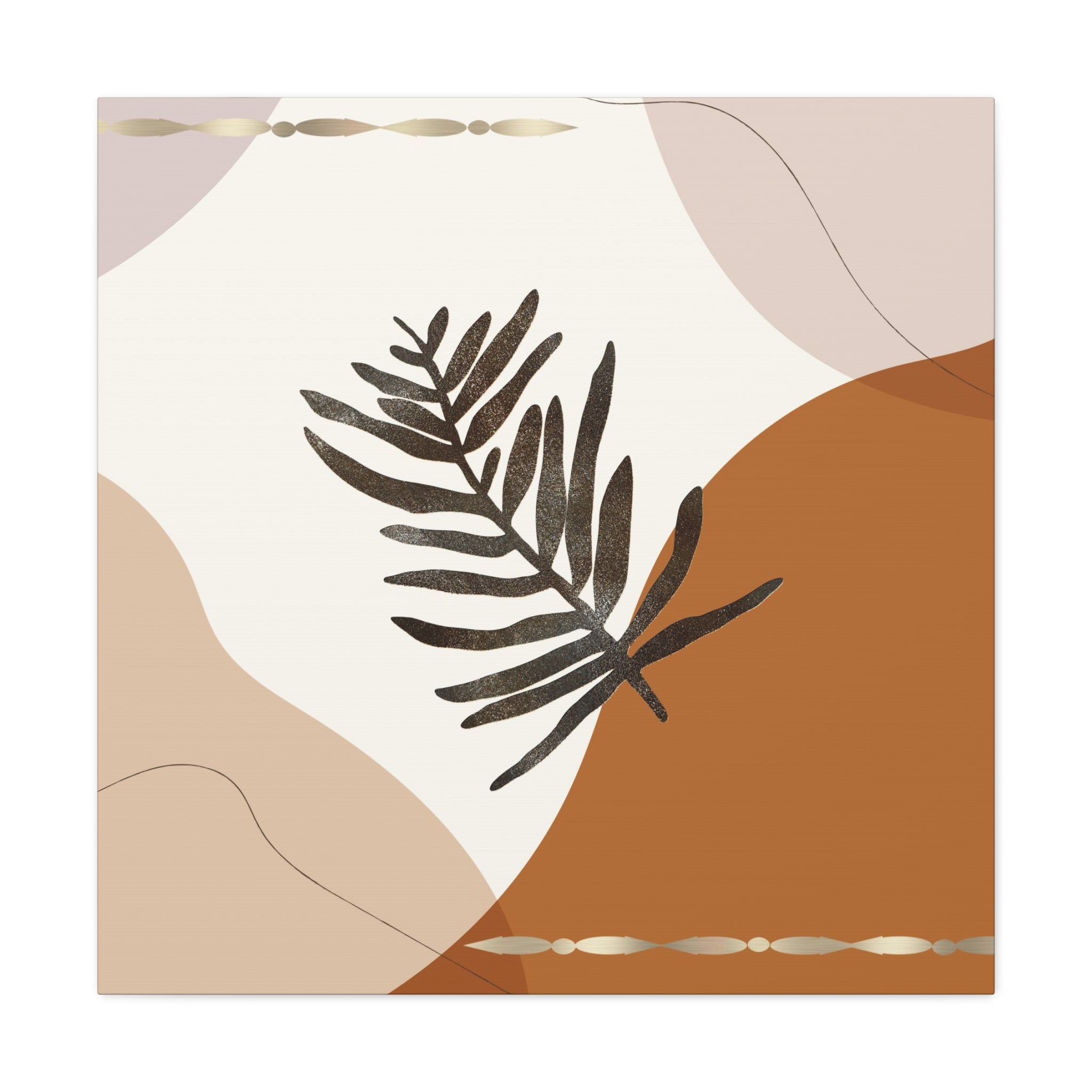 Bohemian Canvas Wall Art | Rust Beige Brown Leaf