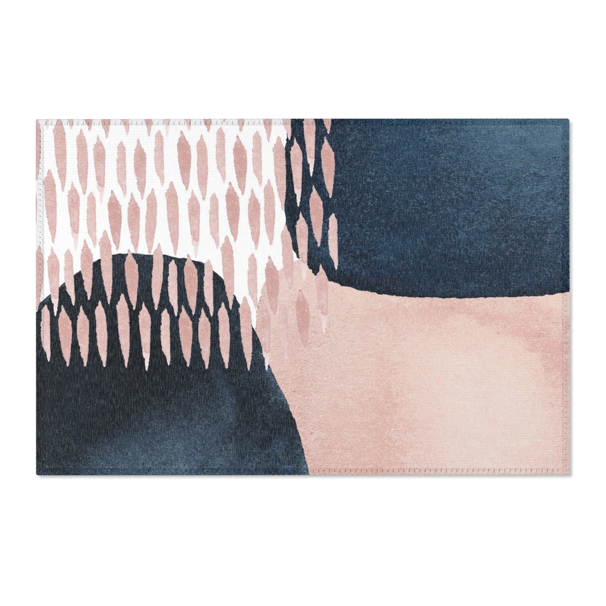 Abstract Area Rug | Navy Blue, Blush Pink Watercolor Artsy Rug