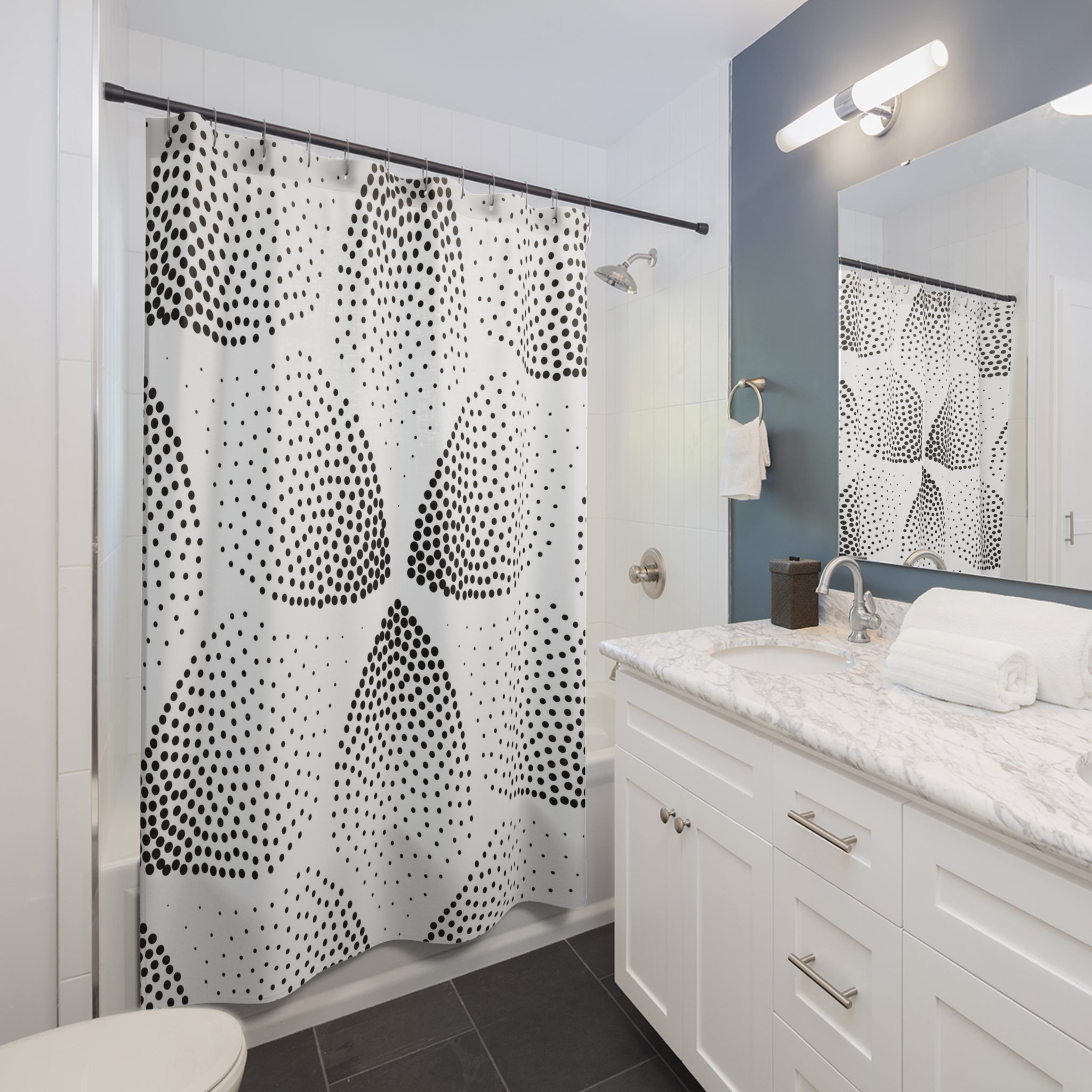 Art Deco Shower Curtain | Black White, Minimalist Geometric