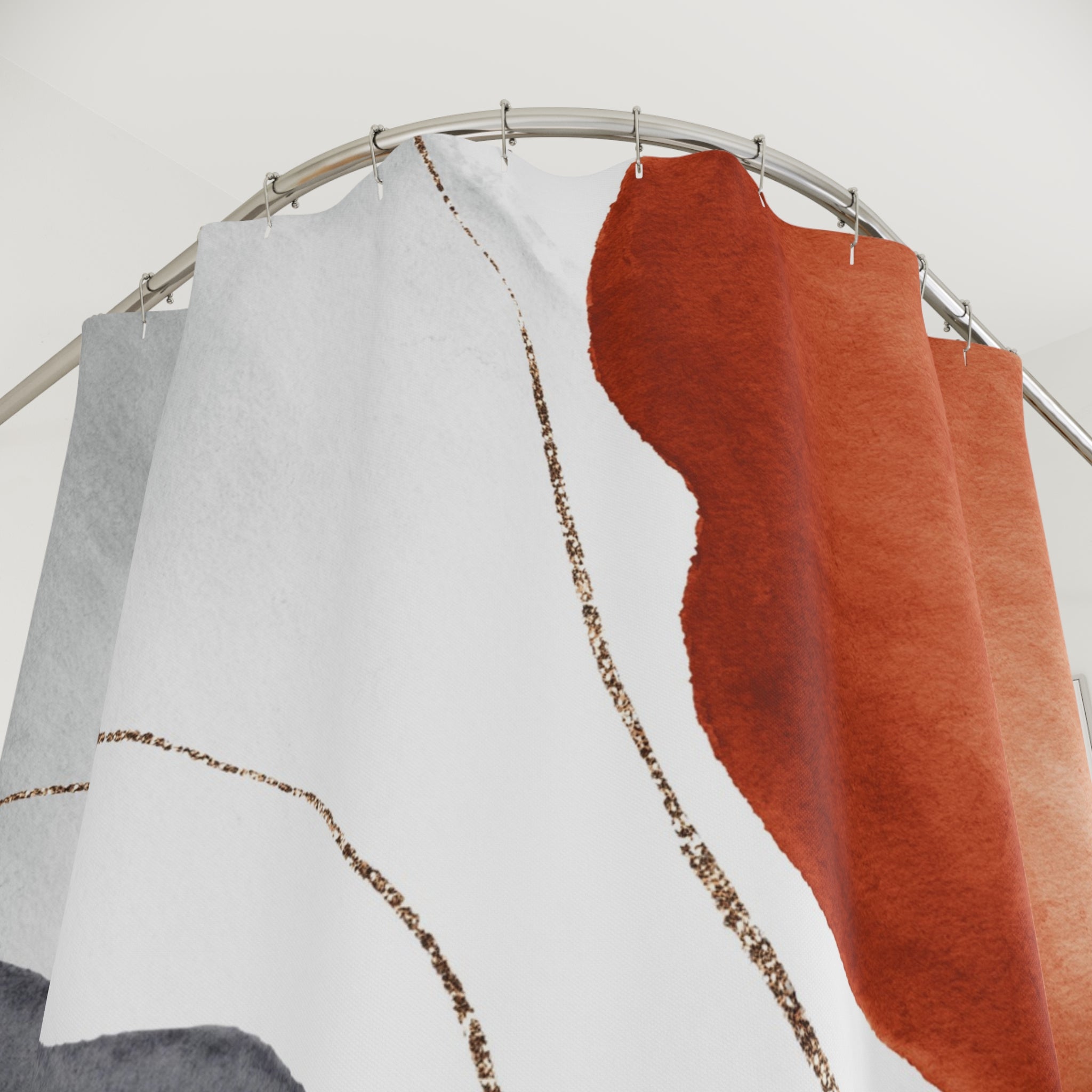 Boho Shower Curtain | Abstract Grey Burnt Orange