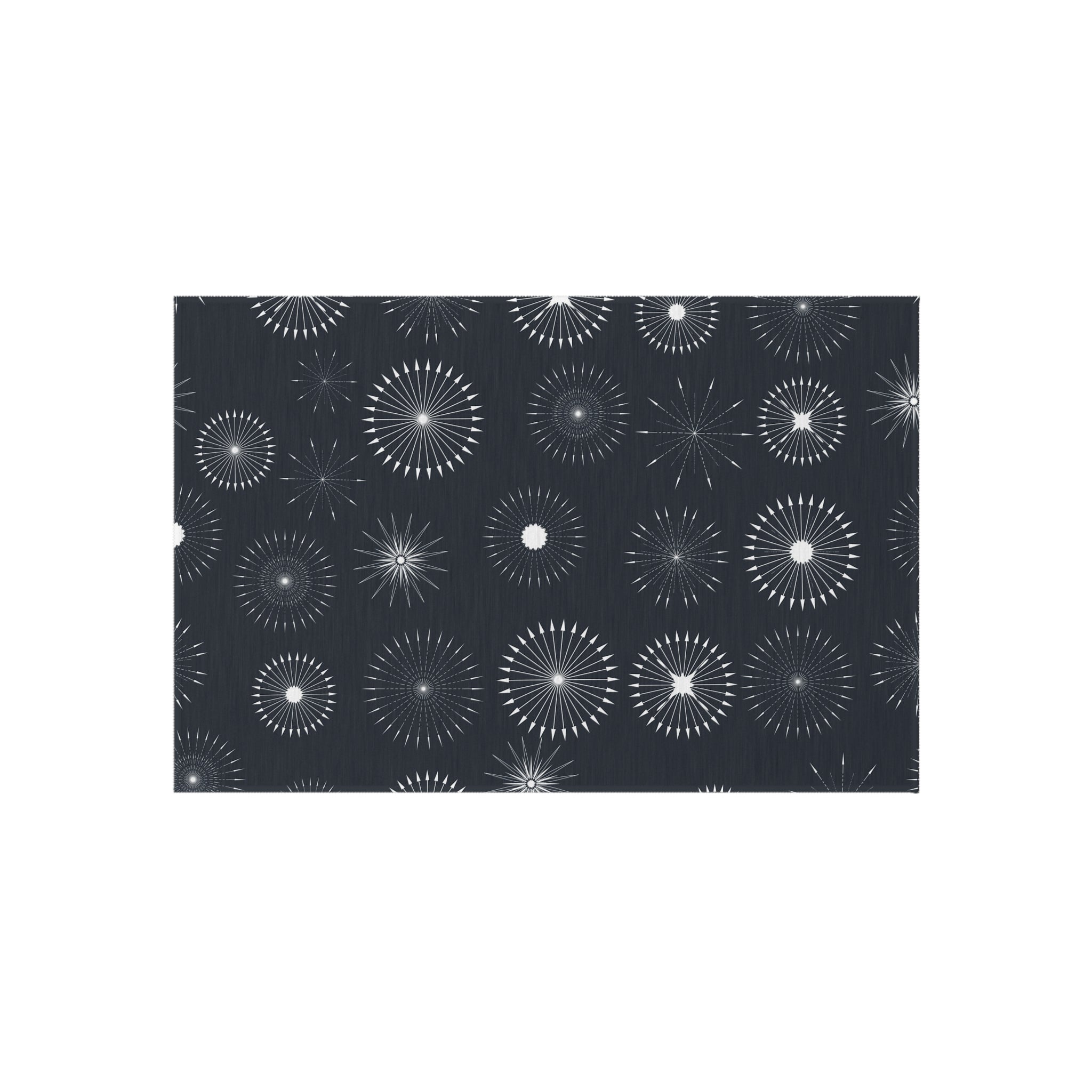 Abstract Outdoor Rug | Grey White Circles