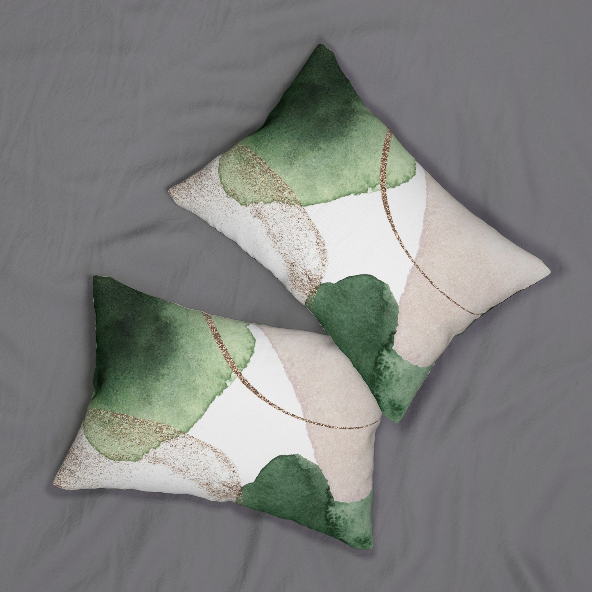 Abstract Lumbar Pillow | Sage Green White Blush