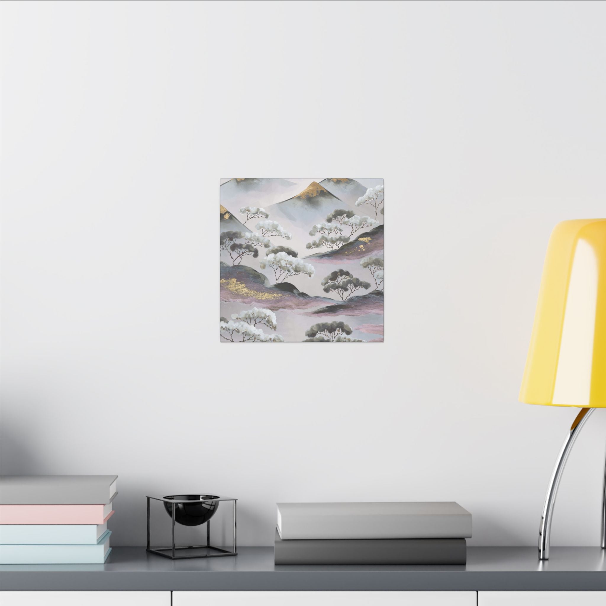 Abstract Nature Landscape Artwork | Canvas Wall Art | Grey Beige, lavender