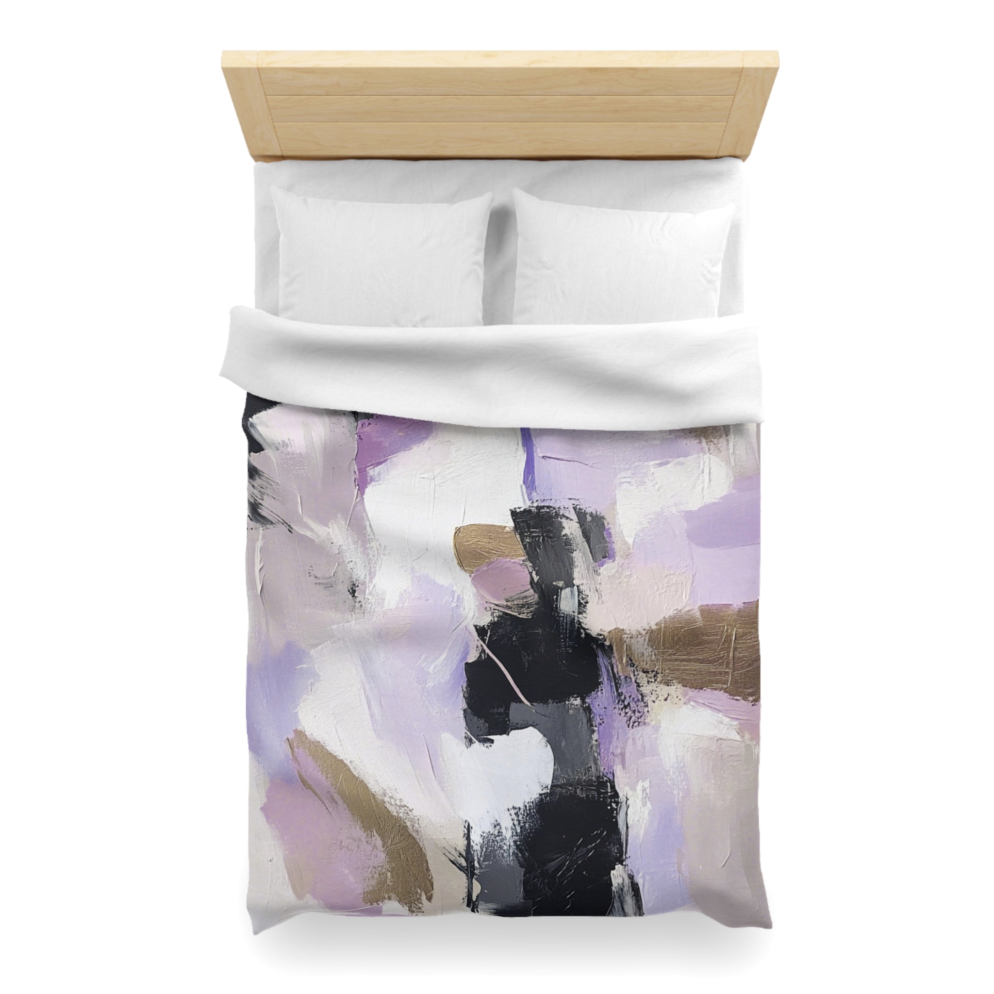 Abstract Duvet, Pillow Cover | Black Lavender White Bedroom Decor