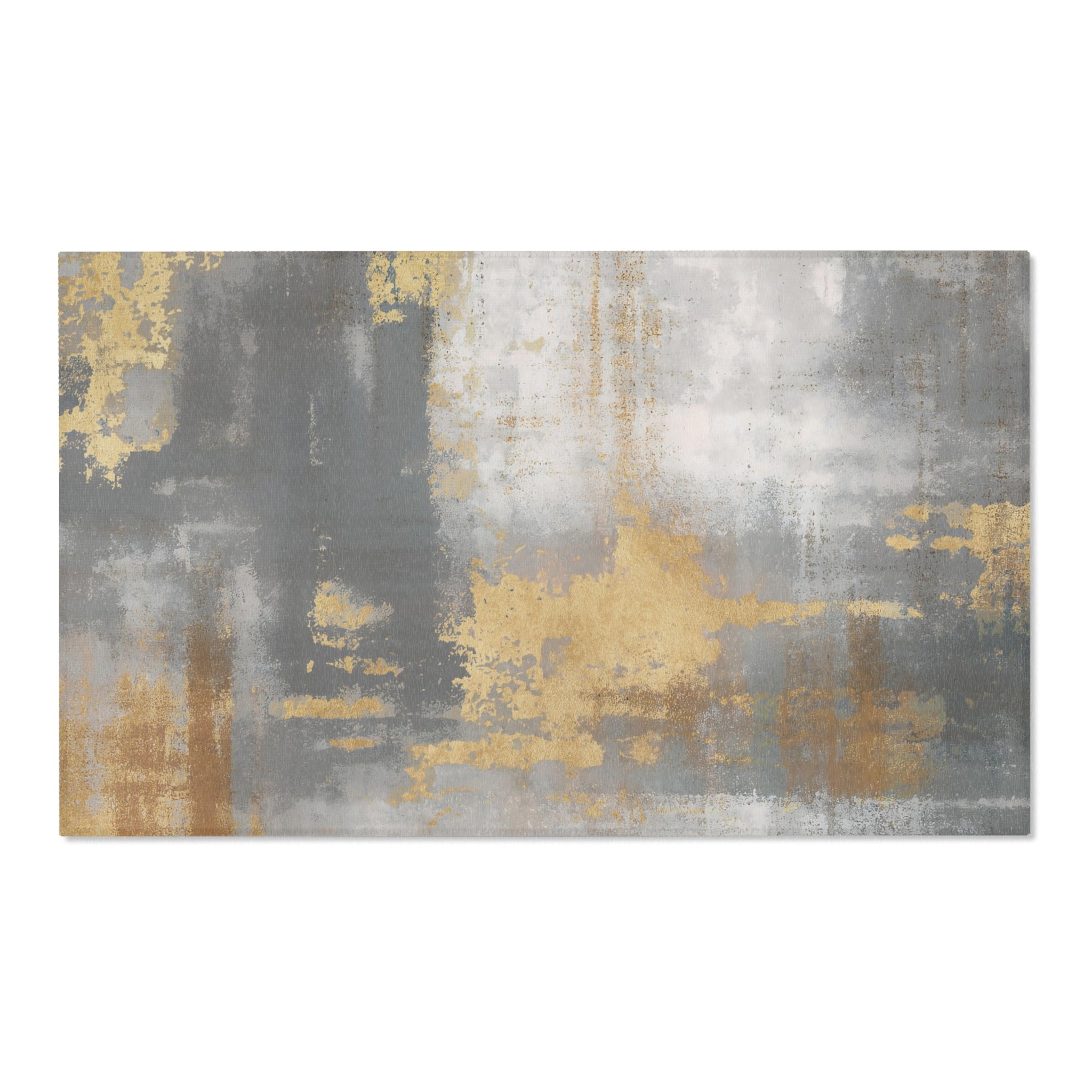 Abstract Large Area Rug | Modern Muted Gold Grey Ombre Watercolor Rug