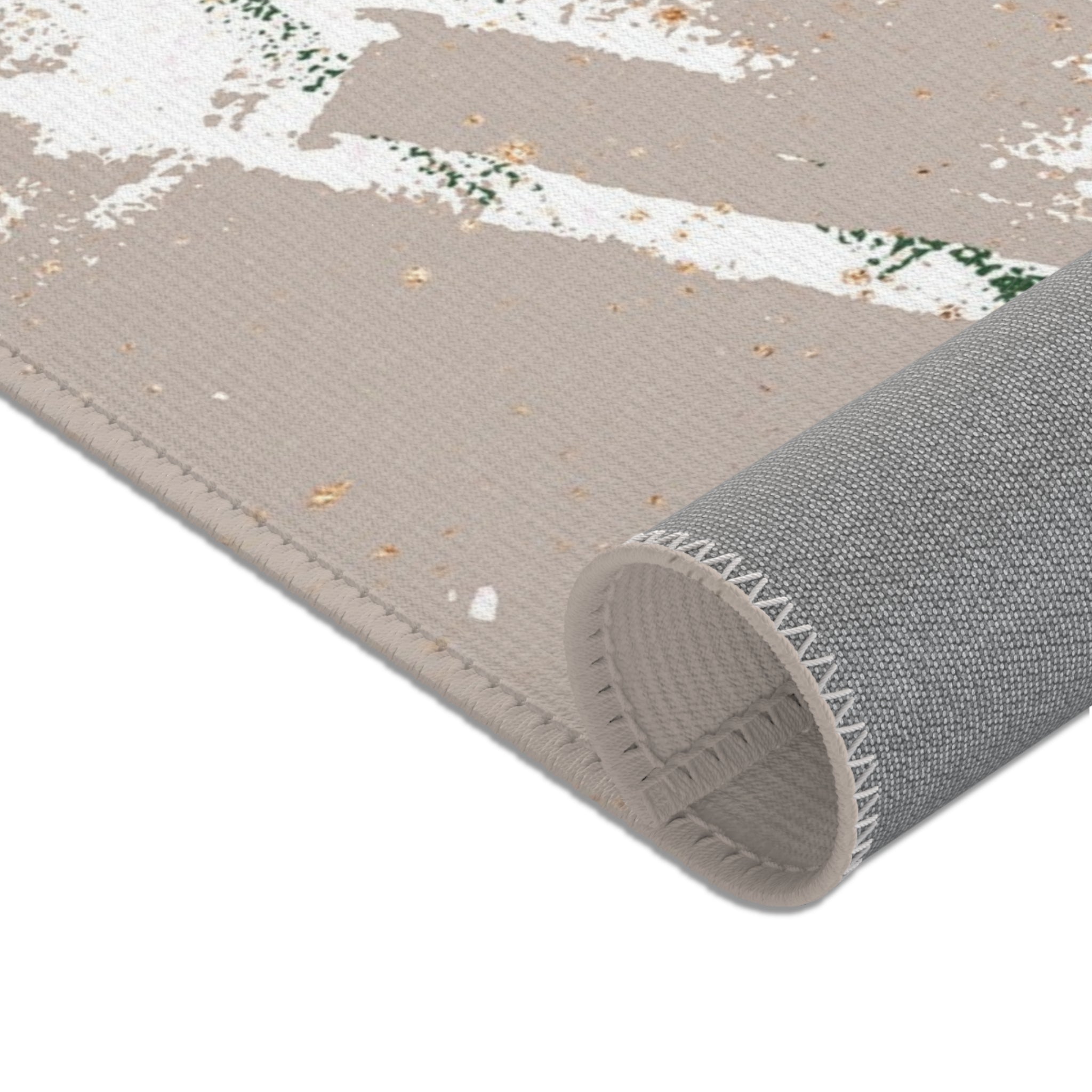Abstract Minimalist Area Rug | Beige White Green Rug