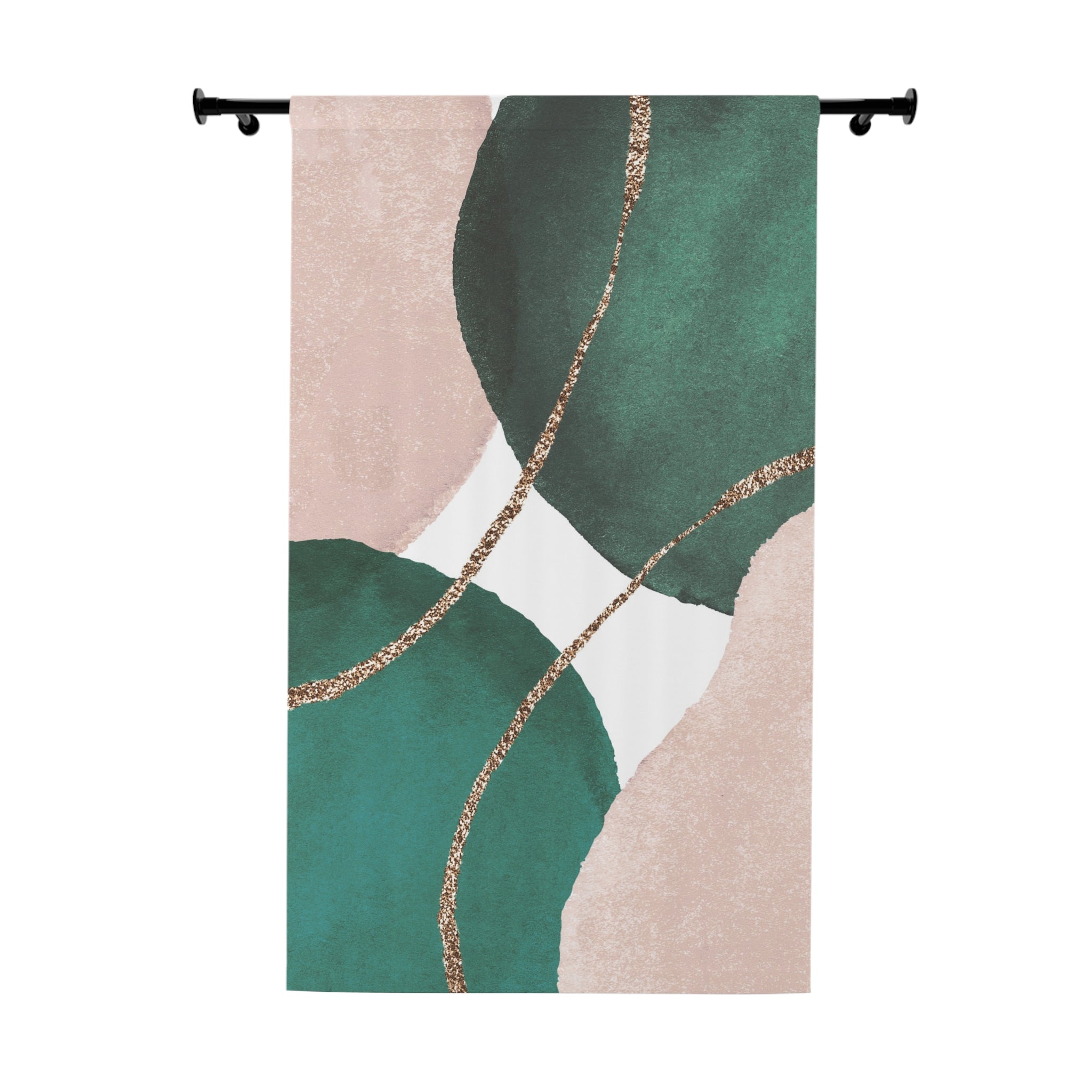 Abstract Window Curtain | Watercolor Pink Green