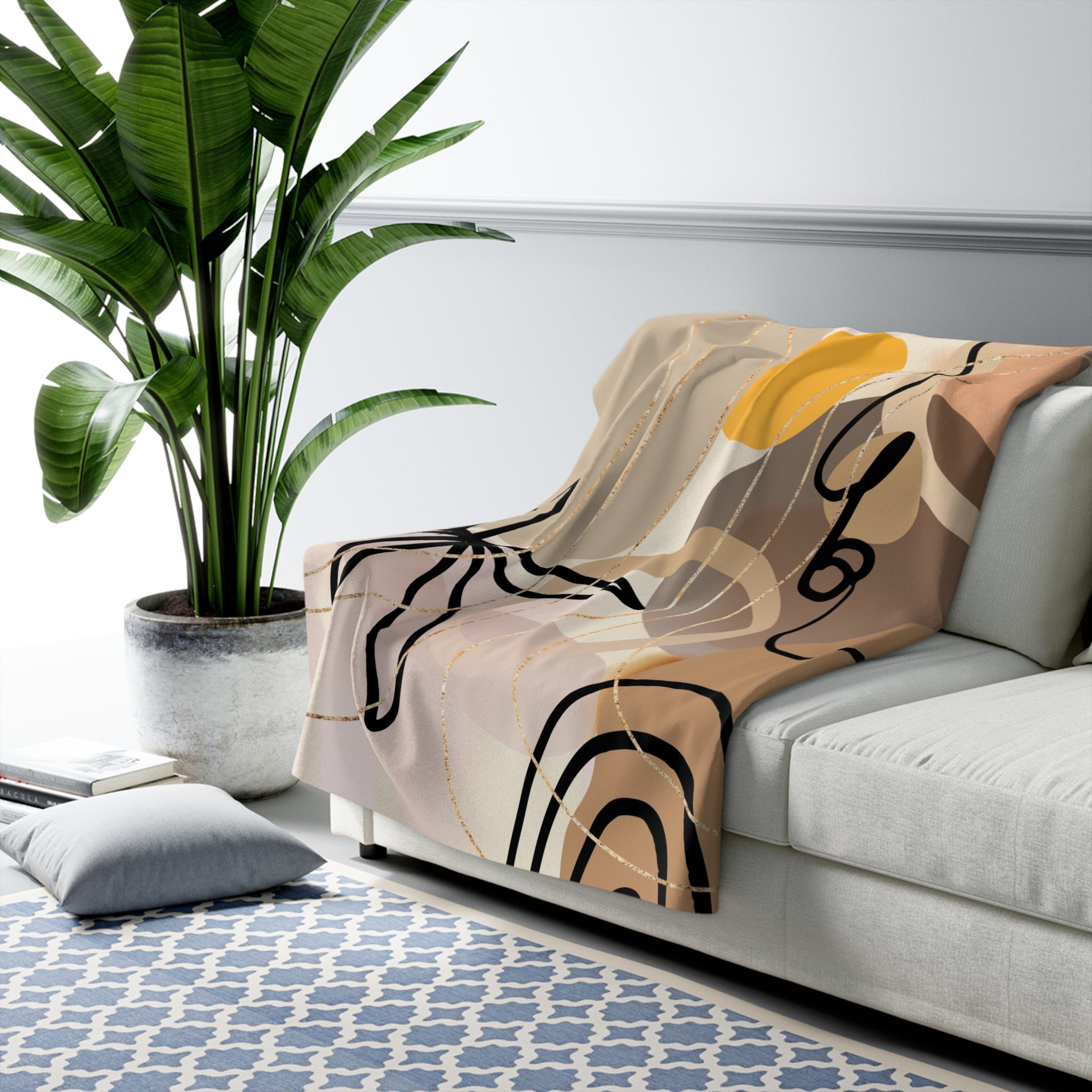 Bohemian Throw Blanket | Beige Brown Black