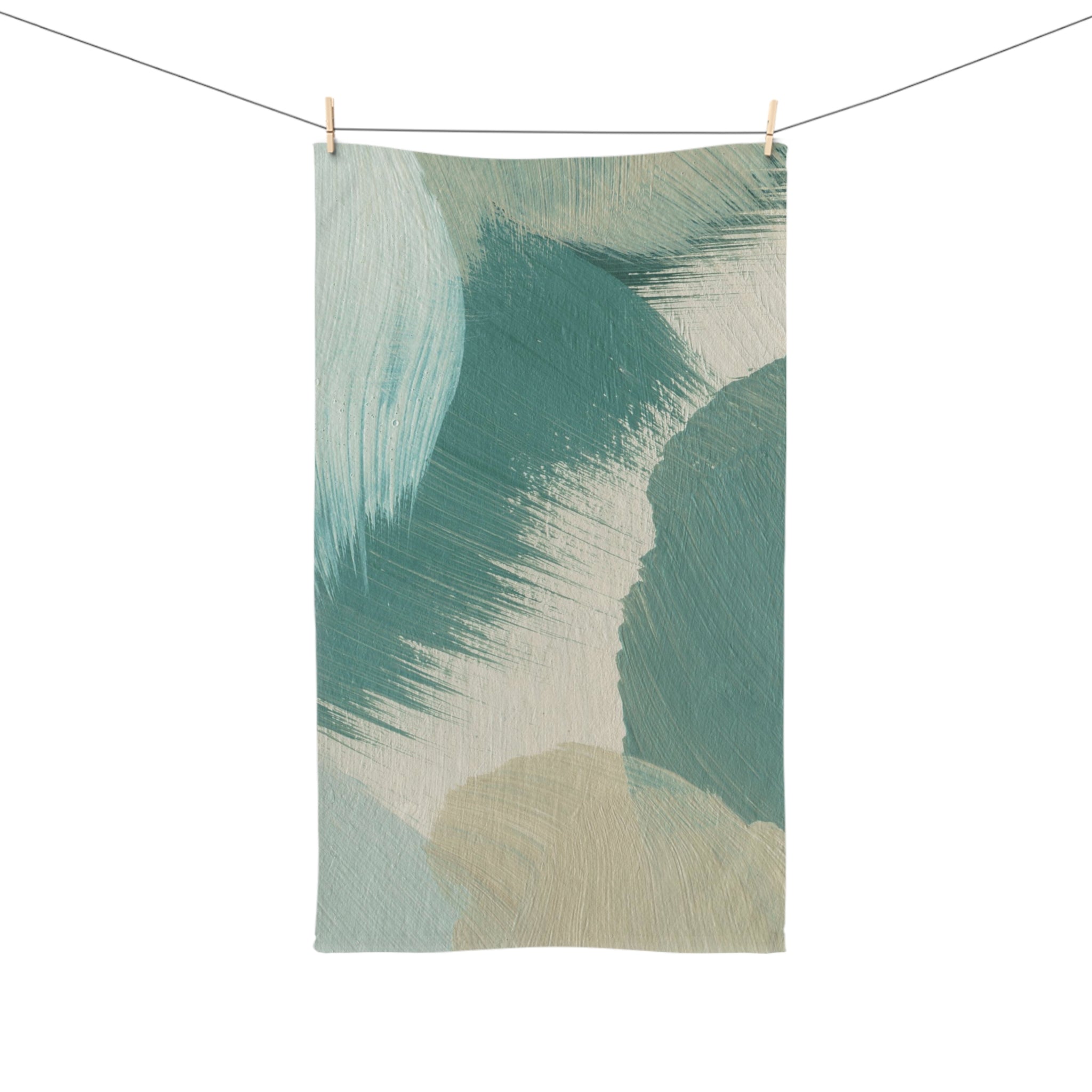 Abstract Kitchen, Bath Hand Towel | Sage Green, Beige
