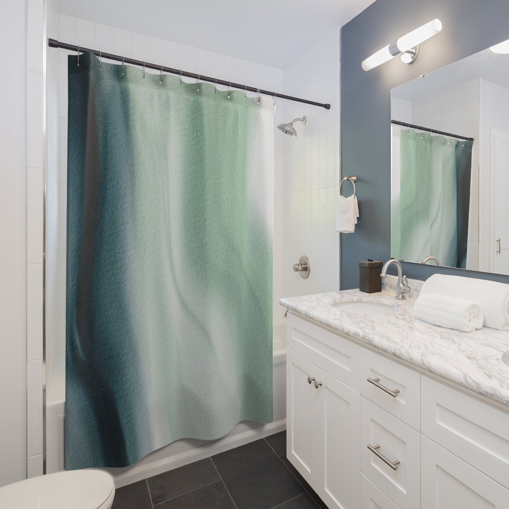 Abstract Shower Curtain | Teal Blue Green Ombre