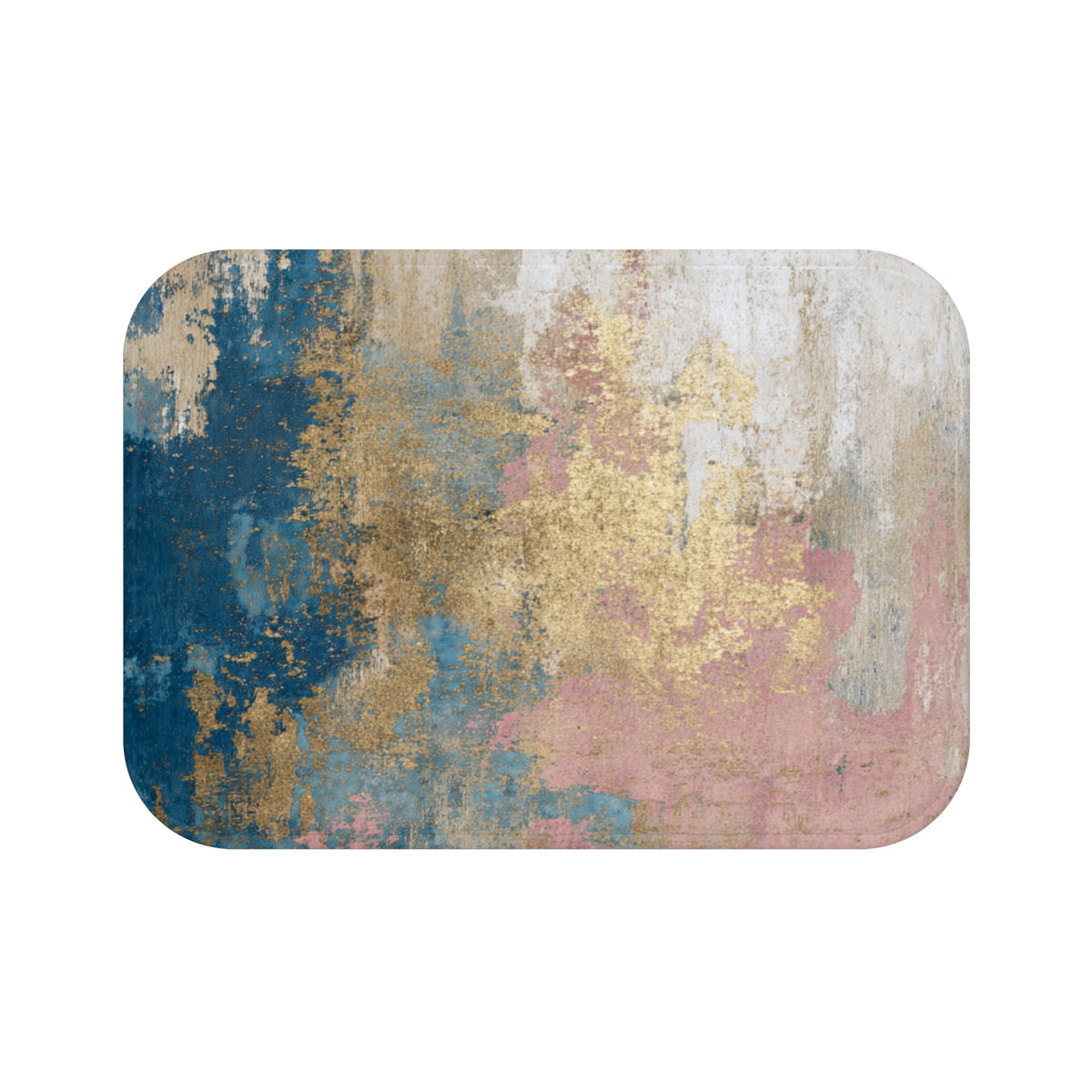 Teal Blush Ochre Abstract Bath Mat, Textured Bathroom Rug