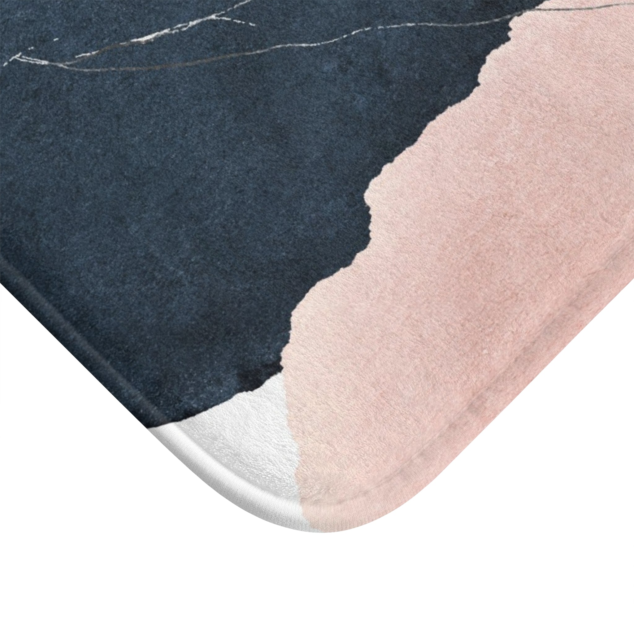 Abstract Floral Bath Mat | Blush, Navy Blue White Watercolor Kitchen Mat