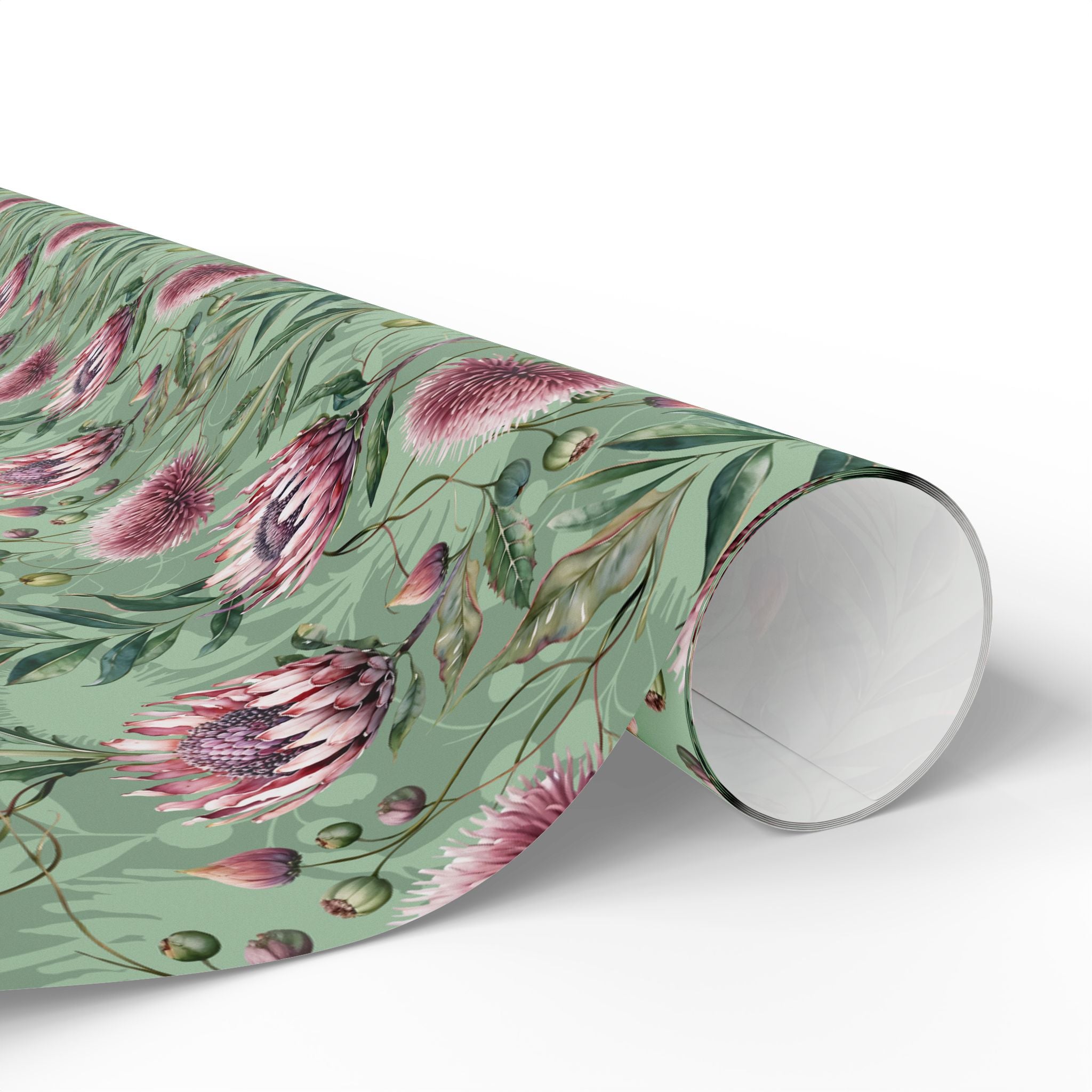 Gift Wrapping Paper | Colorful Sage Green, Pink Floral Wrap for the Holidays, Birthdays