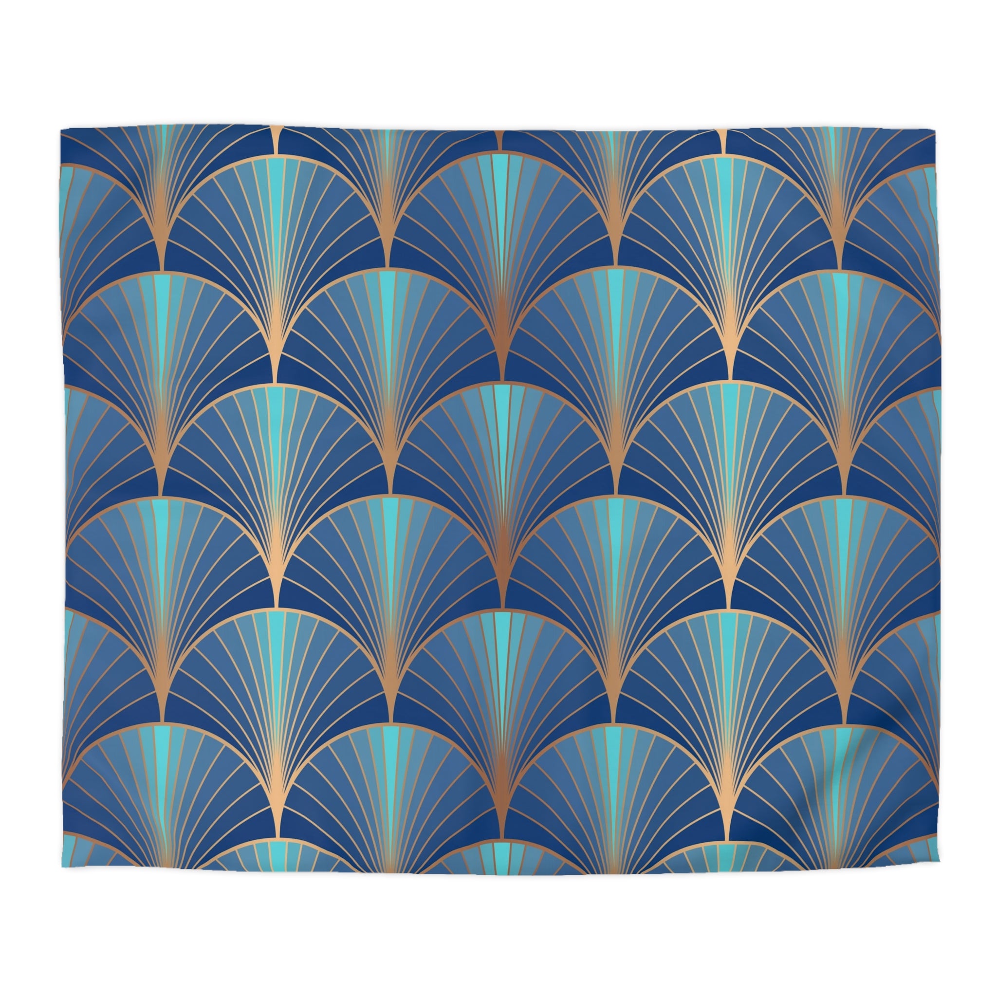 Art Deco Duvet Cover | Blue Beige | Bedroom Decor