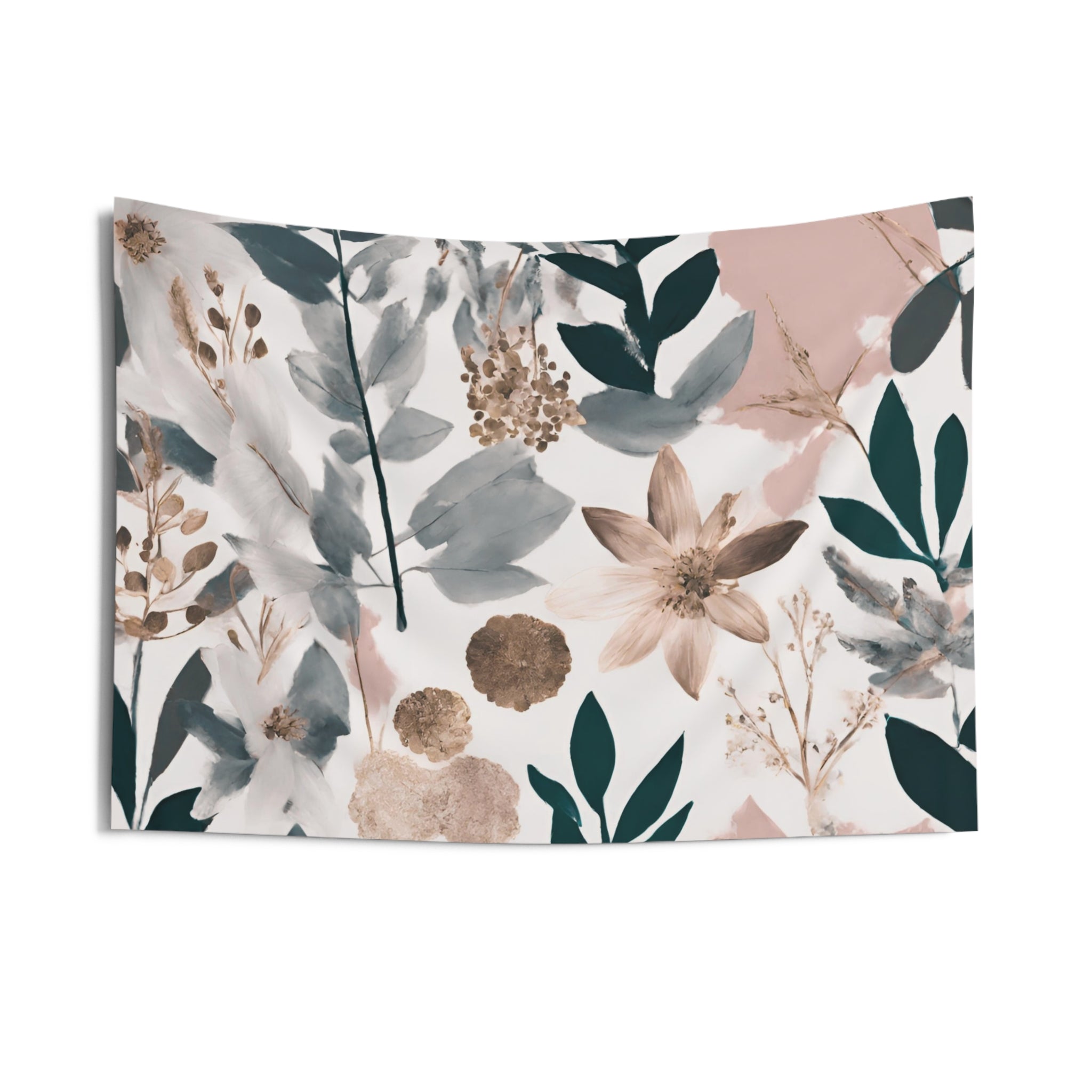 Abstract Floral Wall Hanging Fabric Tapestry; Watercolor