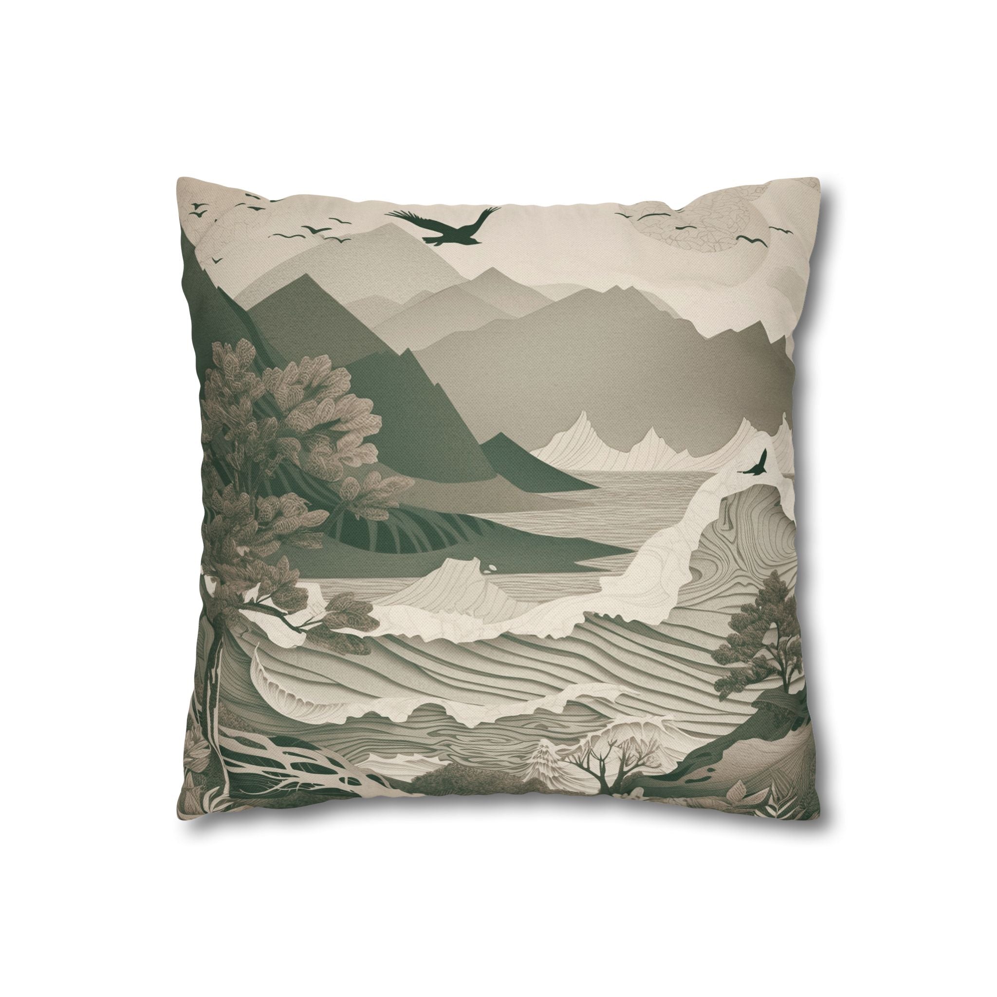 Landscape Throw Pillow Cover, Nature Modern Organic Decor Cushion