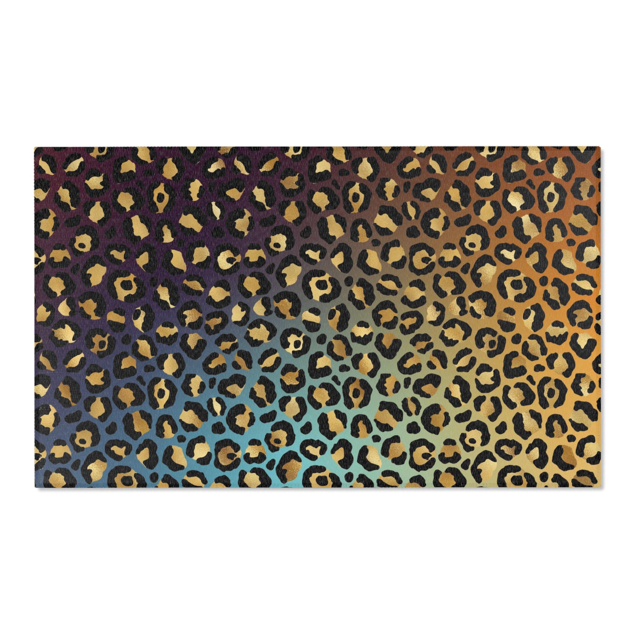 Large Area Rug | Colorful Purple, Black, Beige Leopard Animal Print