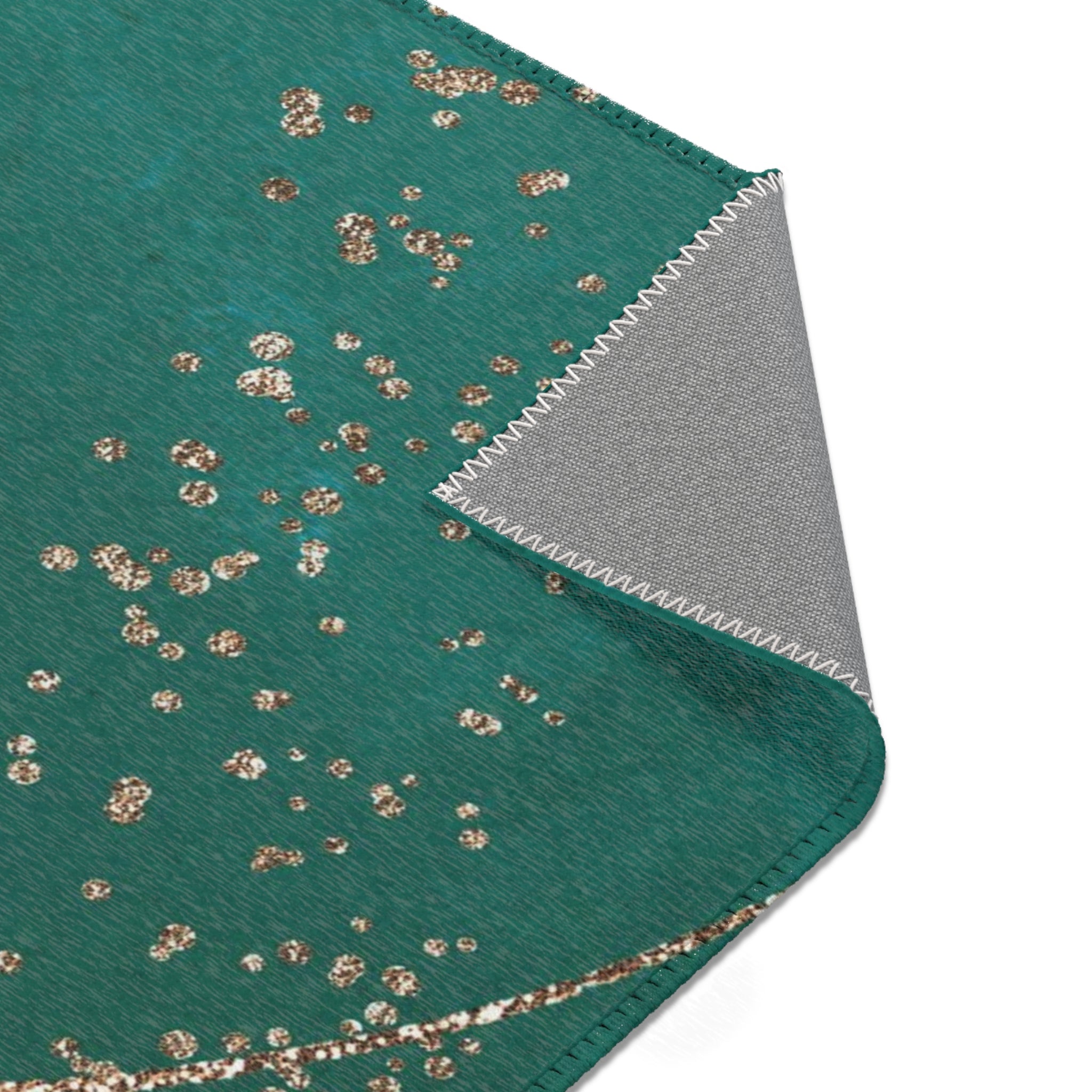 Abstract Boho Area Rug | Modern Green, Muted Gold Watercolor