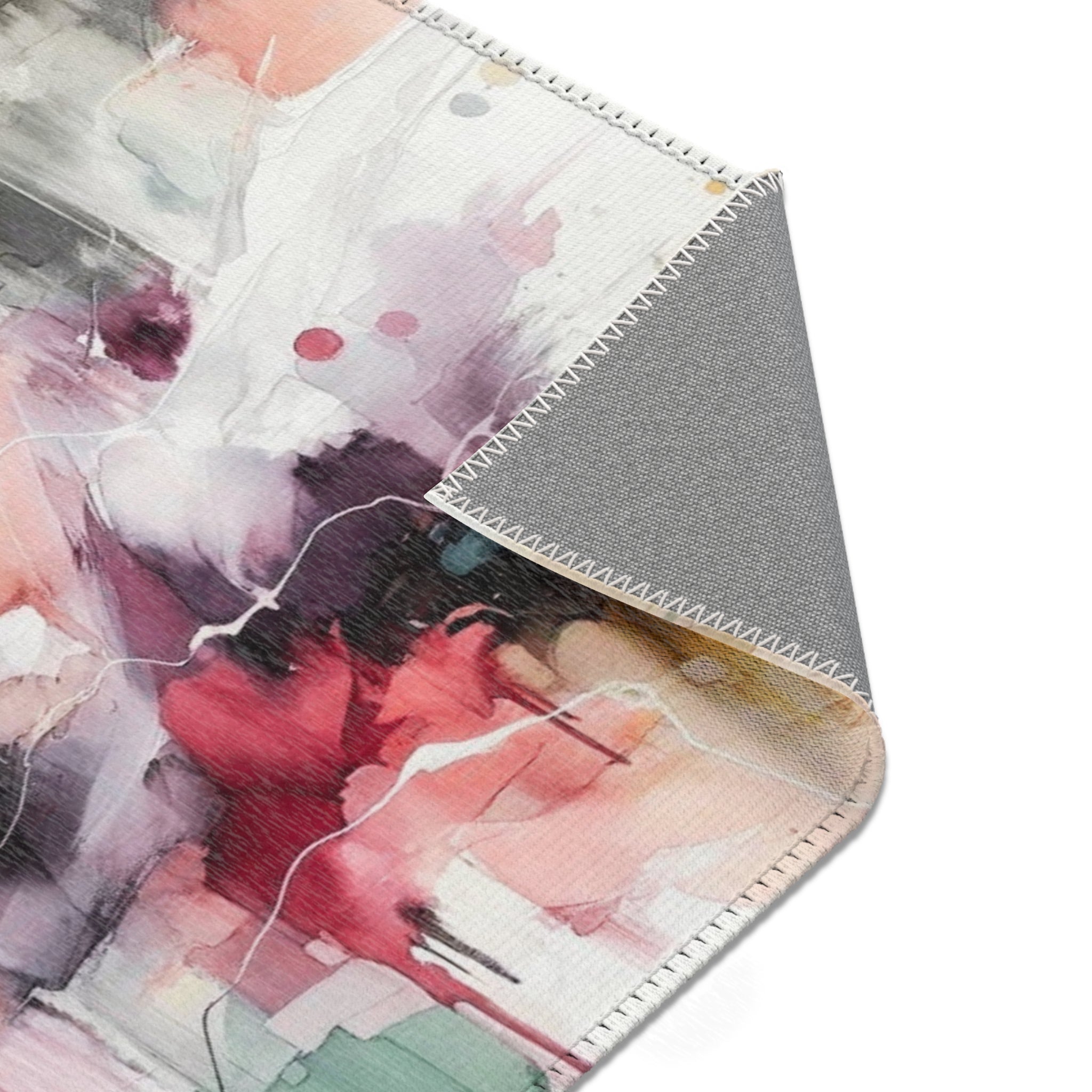 Abstract Large Area Rug | Colorful, White Pink Purple Green