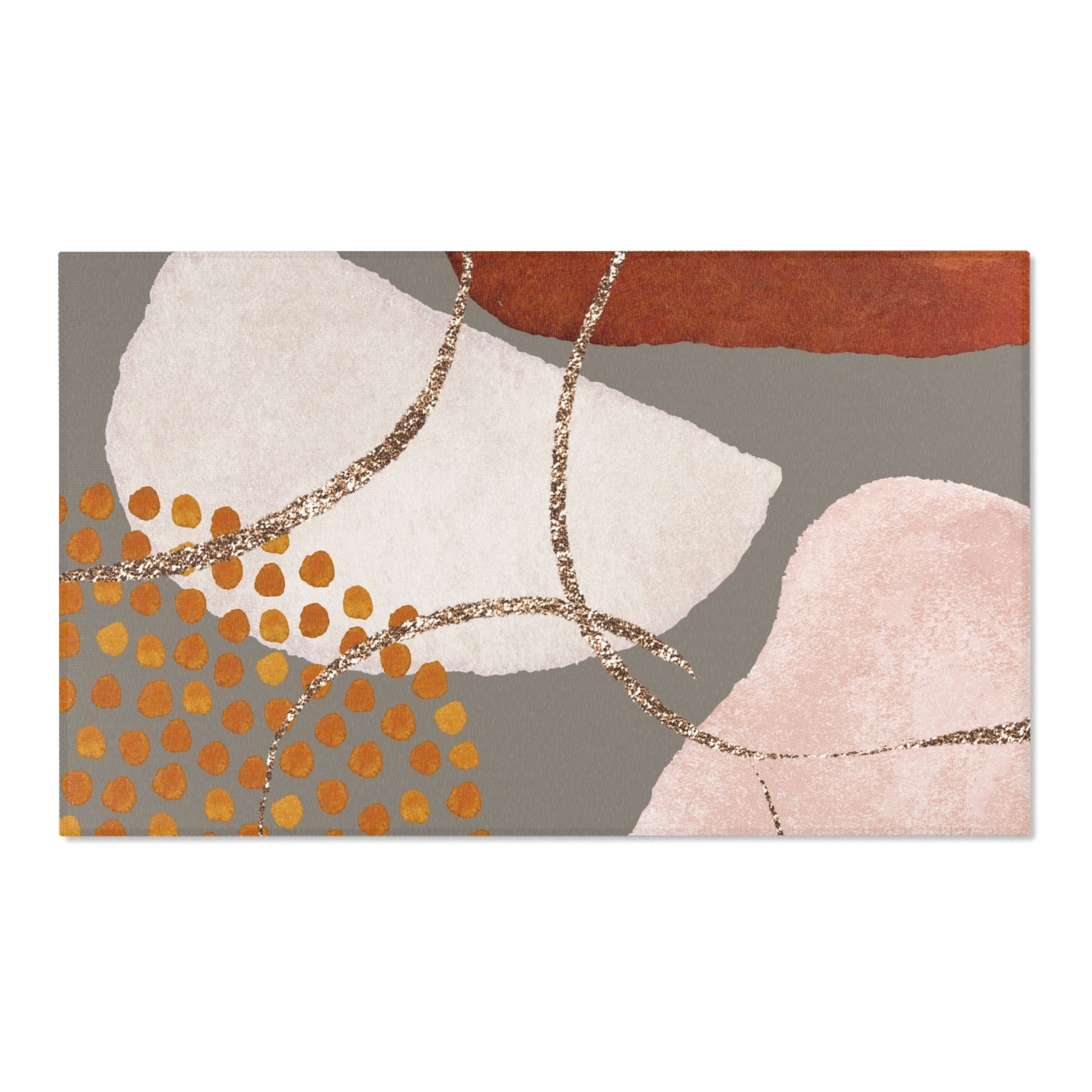 Abstract Area Rug | Watercolor Taupe Blush pink, Burnt Rust