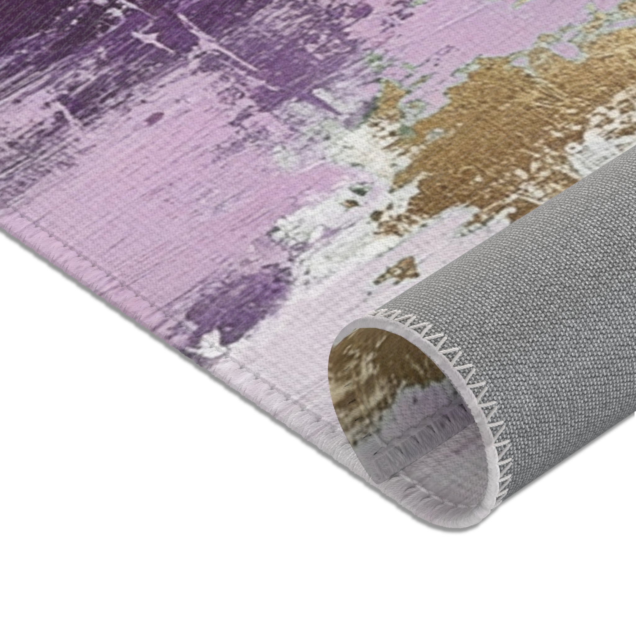 Rustic Abstract Area Rug | Lavender Purple Grey Watercolor Artsy Rug