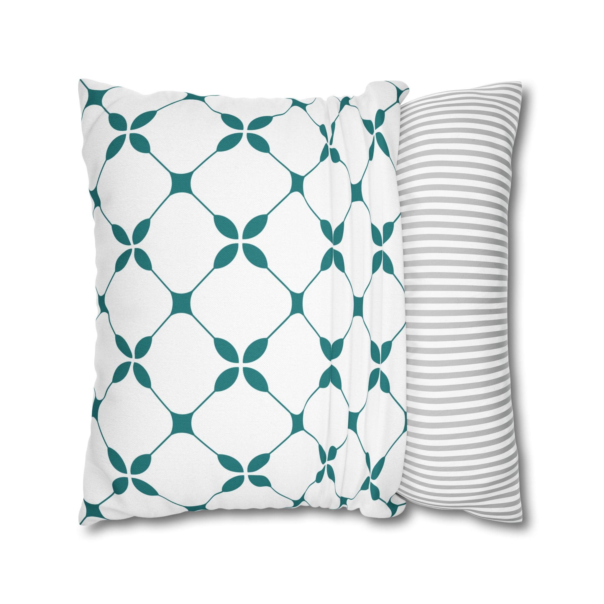 Abstract Pillow Cover | White Teal Minimalist Geometric