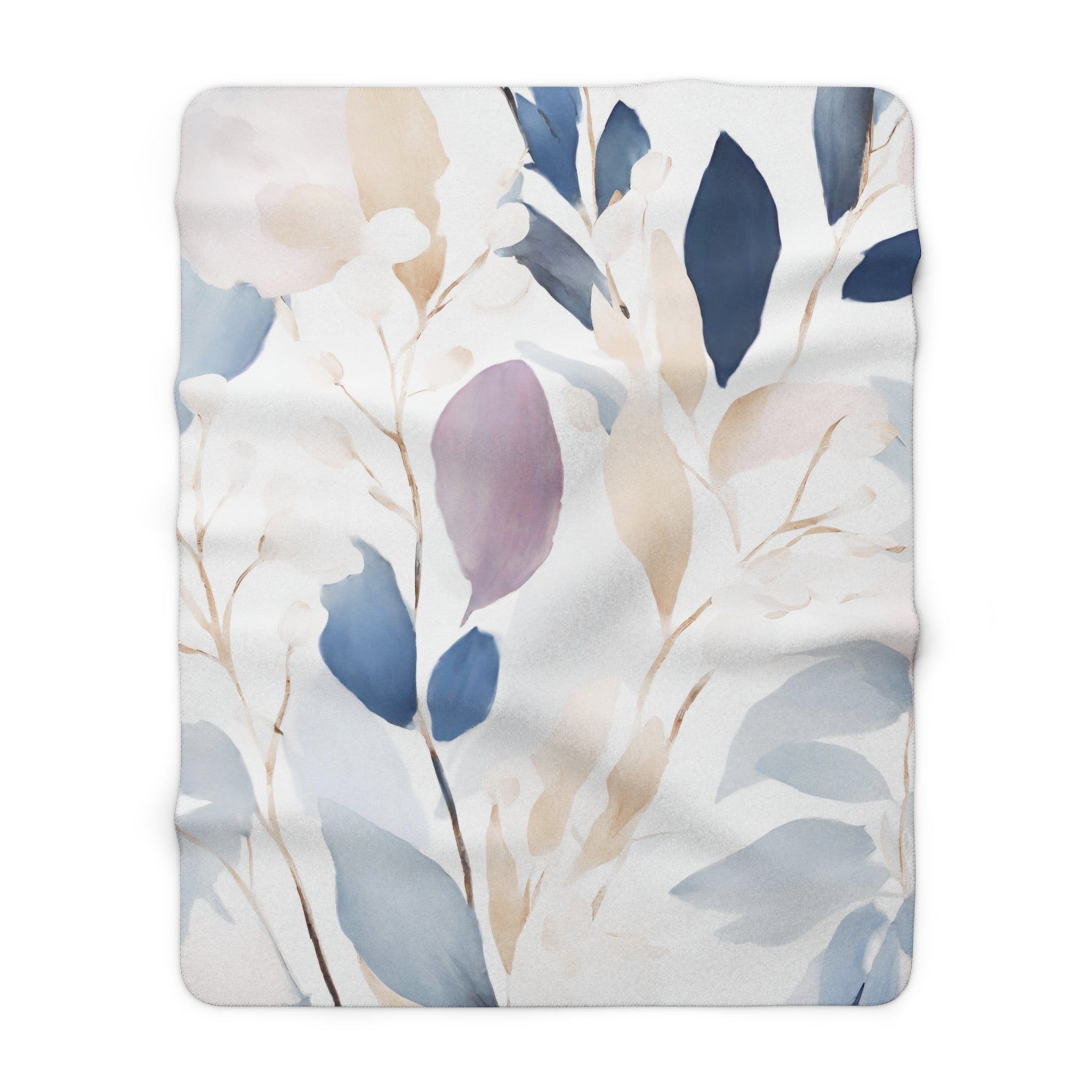 Floral Throw Blanket | White Blue, Lavender Beige