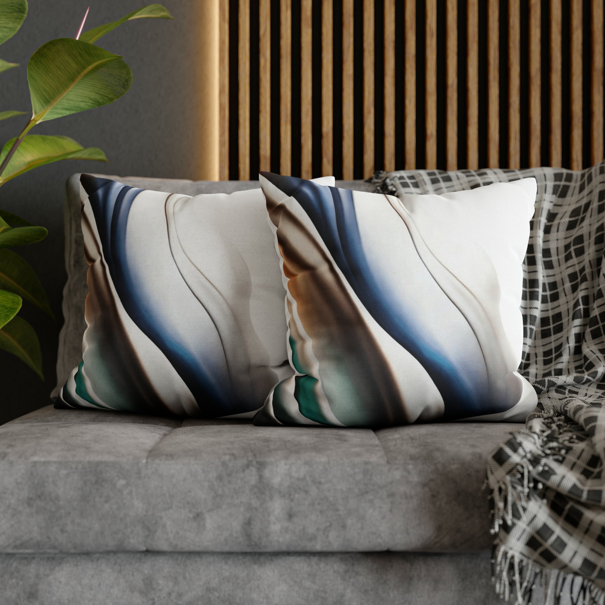Abstract Pillow Cover | Teal Green, Navy blue, Beige Ombre