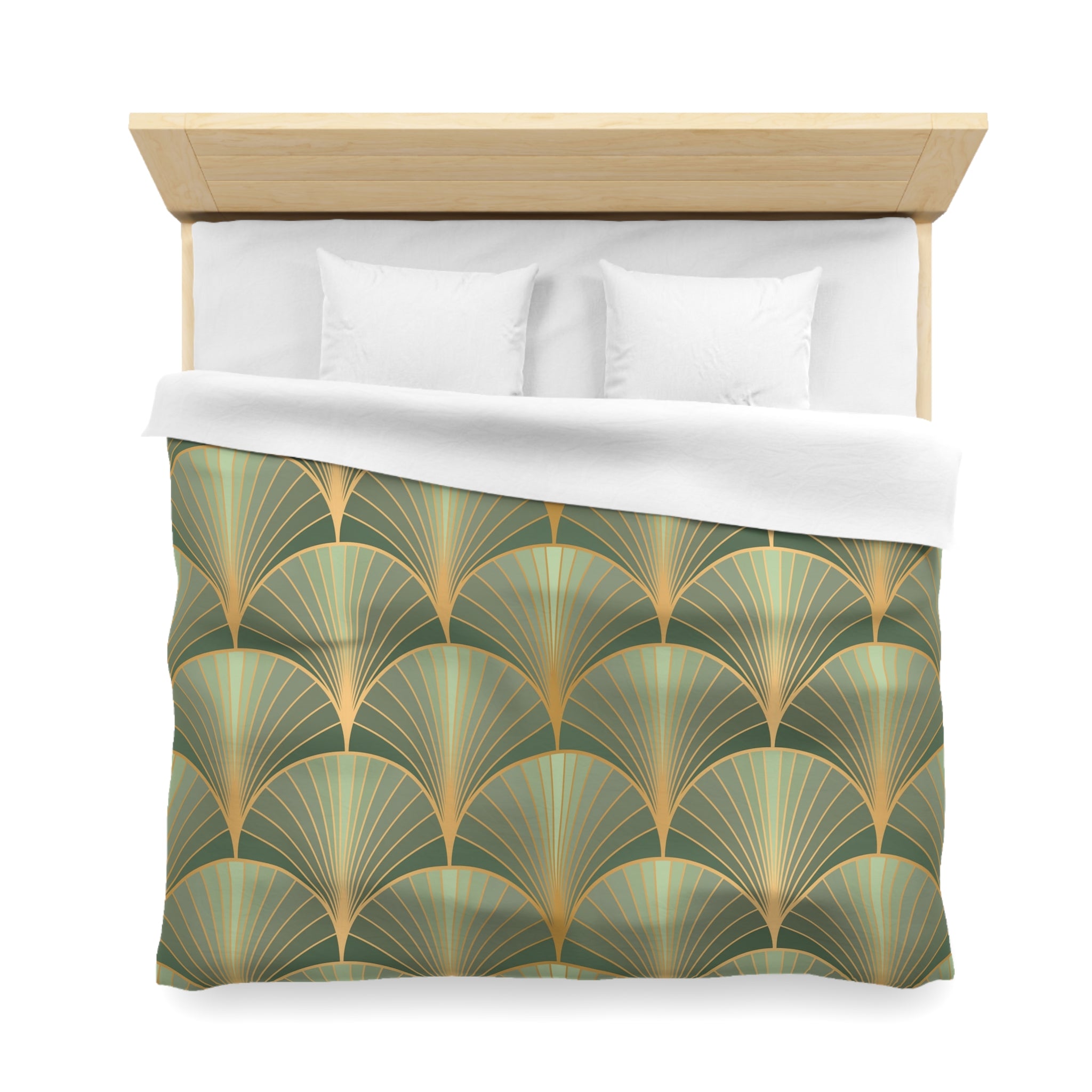 Art Deco Duvet Cover | Sage Green, Beige | Bedroom Decor