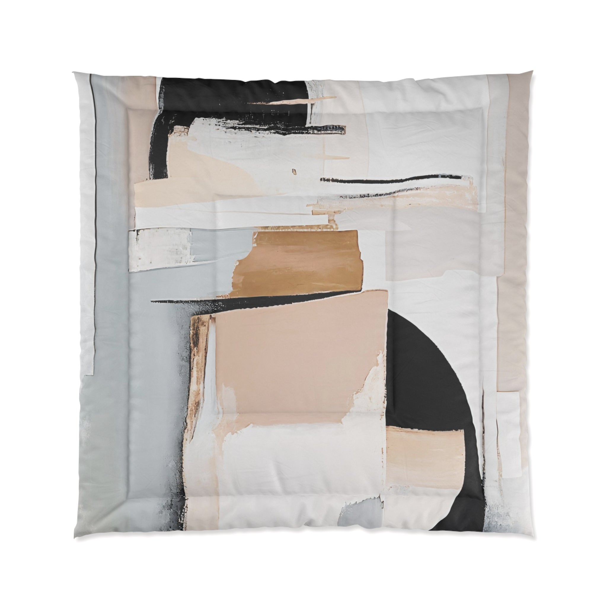 Modern Bedding Comforter | Abstract Grey, Beige Neutral