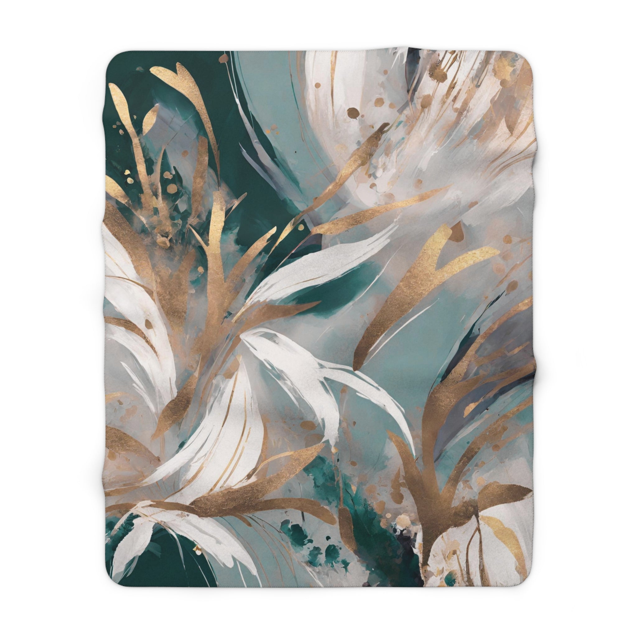 Cozy Comfy, Floral Blanket | Sage Green Muted Gold, Beige
