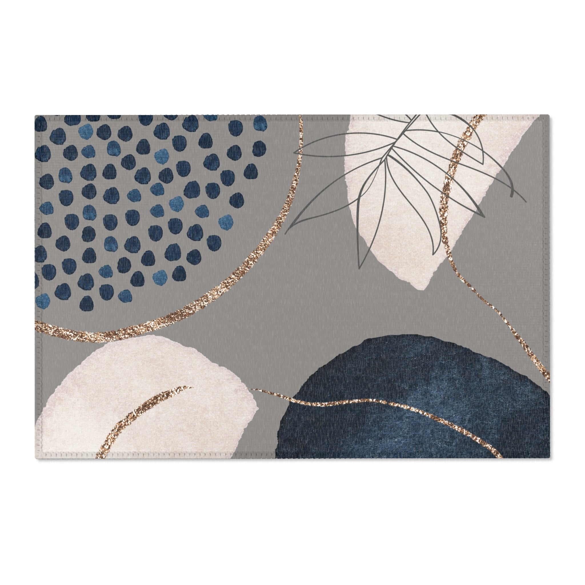 Area Rugs, Grey Navy Blue, Ivory Abstract Watercolor