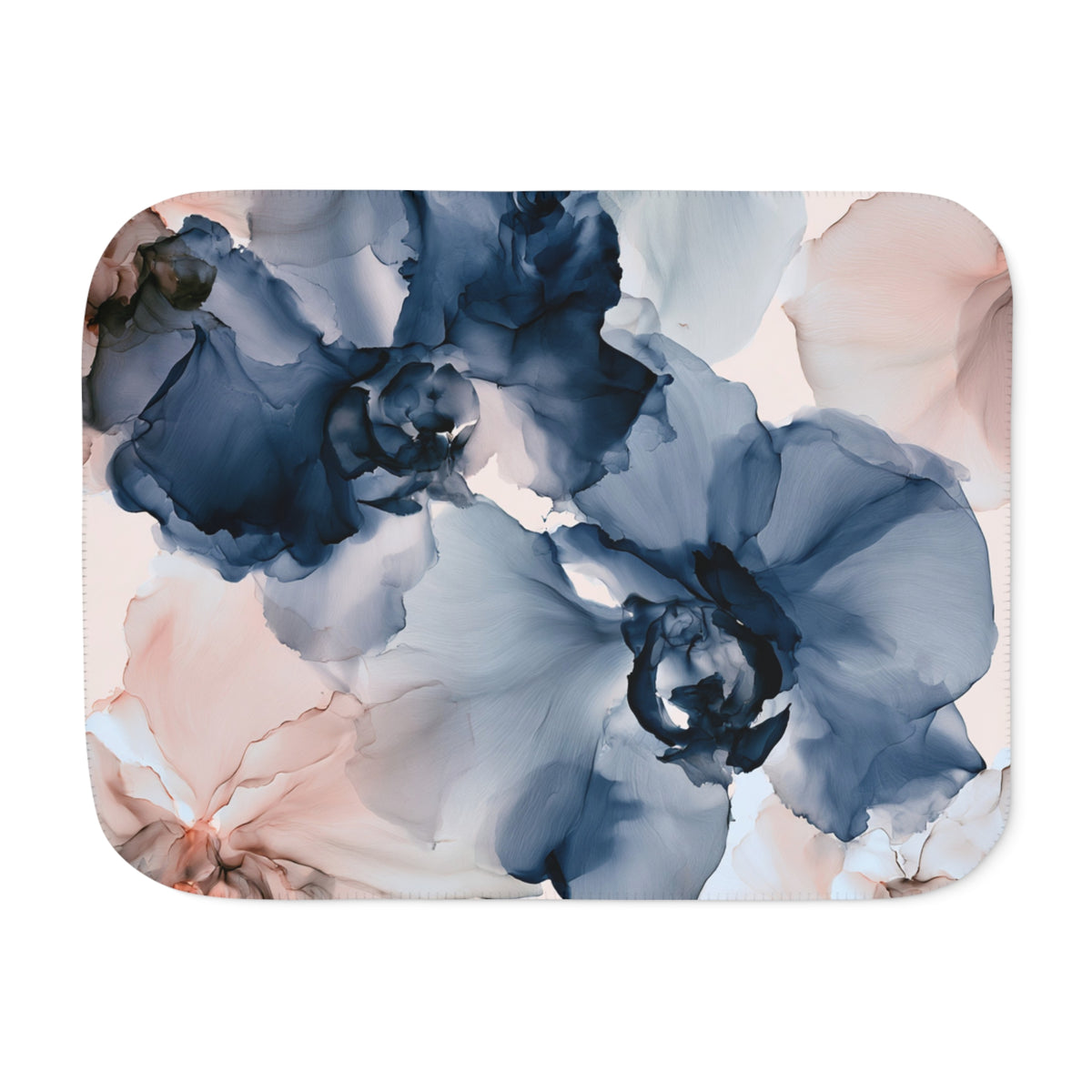 a blue and pink flower on a white background