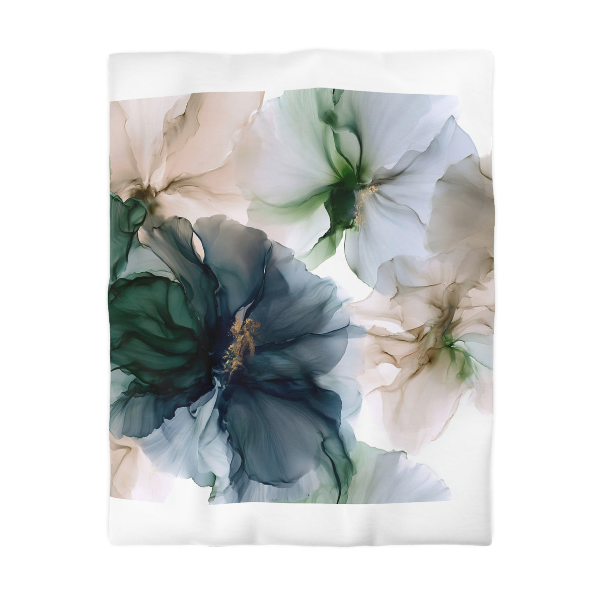 a white and blue flower on a white background