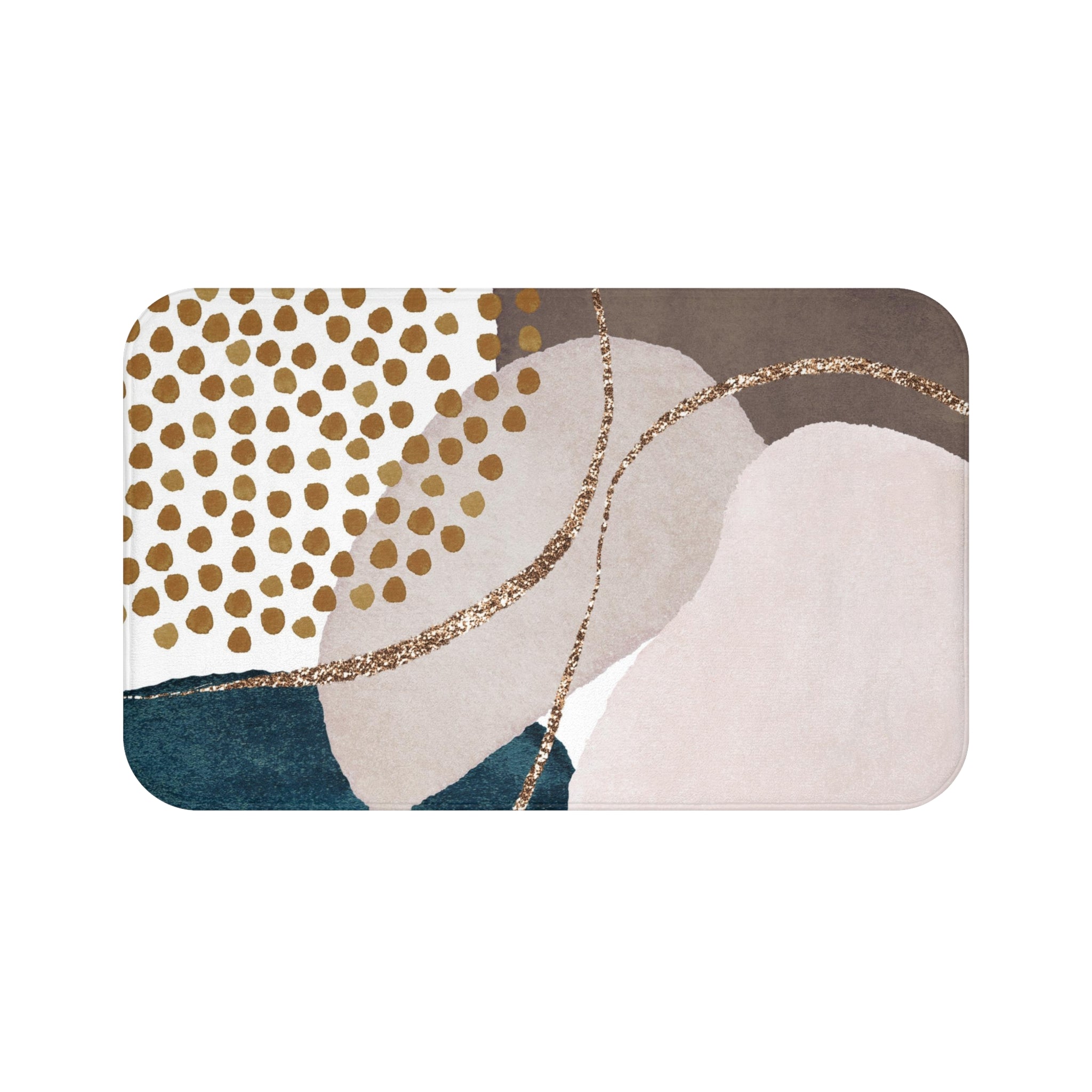 Boho Bath, Kitchen Mat | Modern Brown Navy, Blush Watercolor