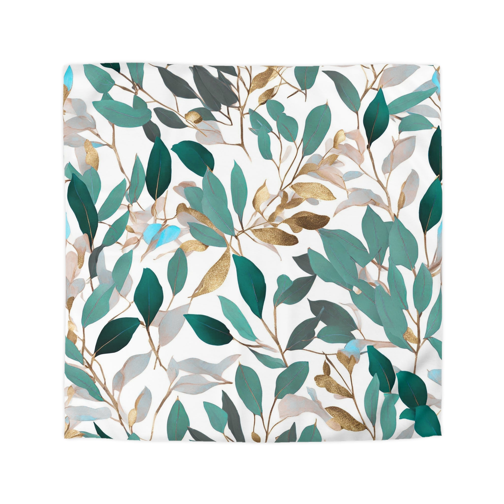 Floral Duvet, Pillow Cover | Teal Green Grey White Bedroom Decor