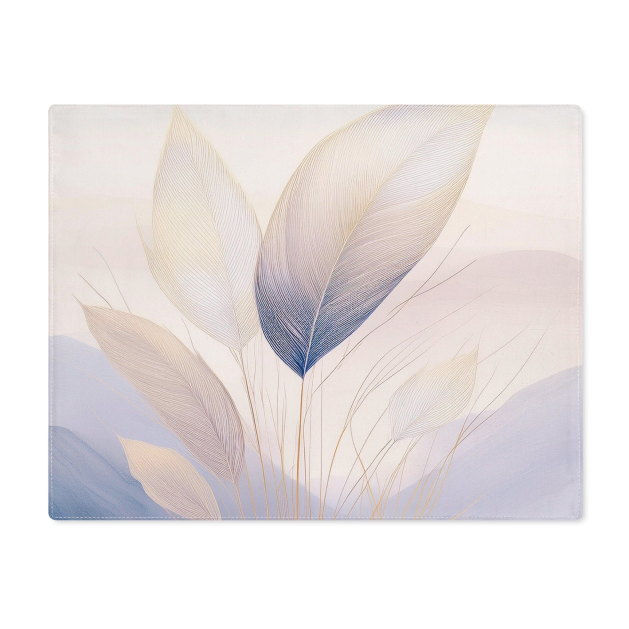 Placemat - Floral Dining Table Placemats, Beige, Blue Beige Leaves