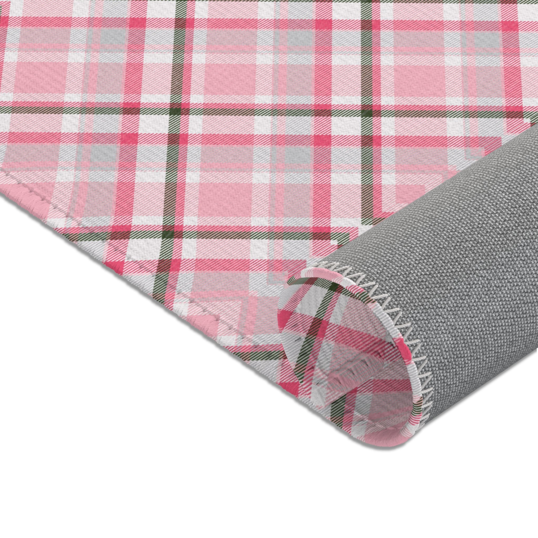 Plaid Retro Large Area Rug | Pink White Grey