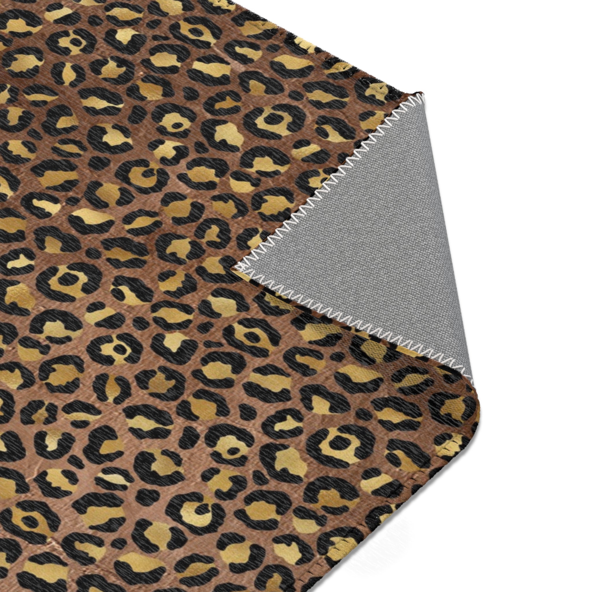 Beige Leopard Large Area Rug | Gold Mauve, Brown Animal Print