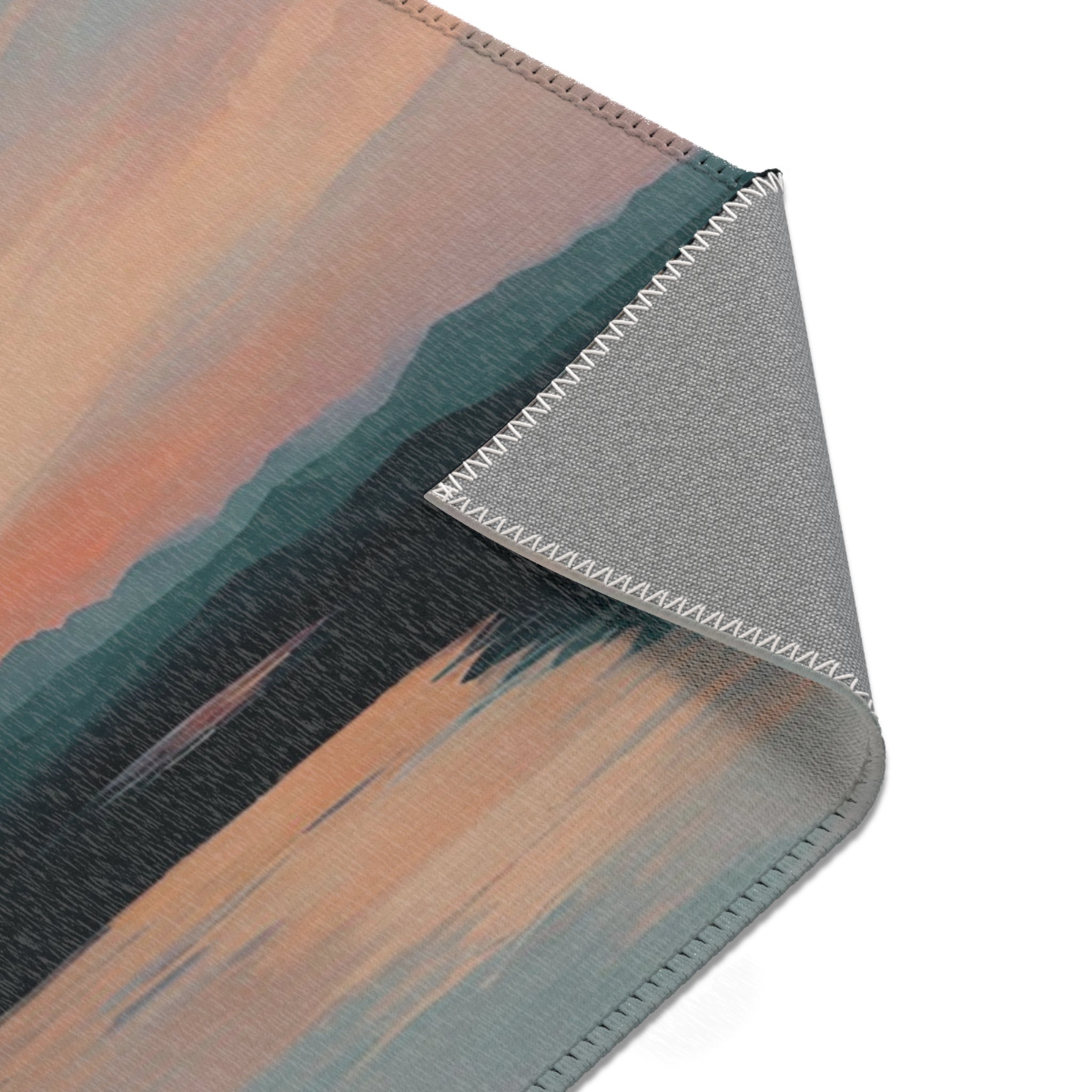 Abstract Large Area Rug | Modern Rug, Ocean Sunset, Teal Orange Sky