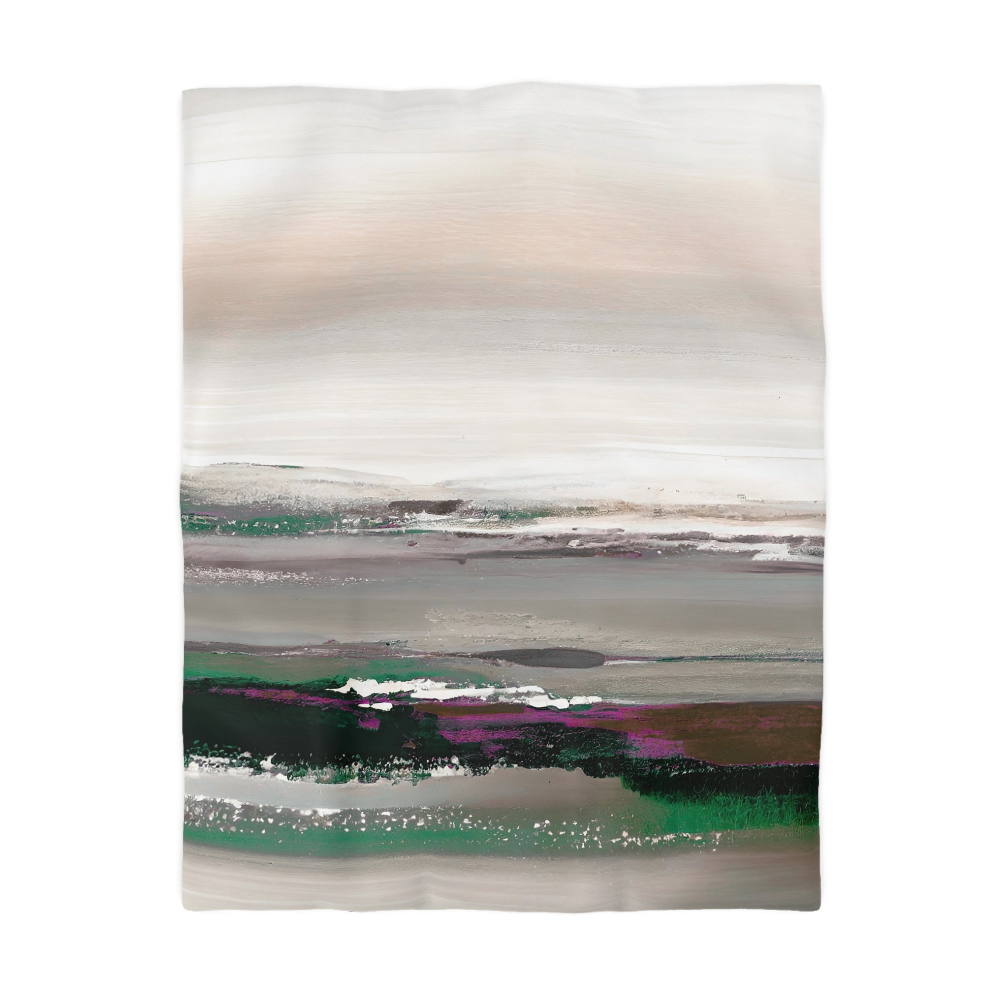 Abstract Duvet Cover | Colorful Green Purple Grey, Ombre