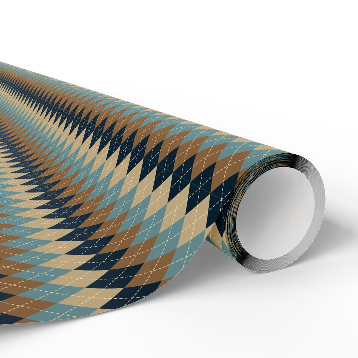 Navy Tan Blue Argyle Wrapping Paper, Gift Wrap