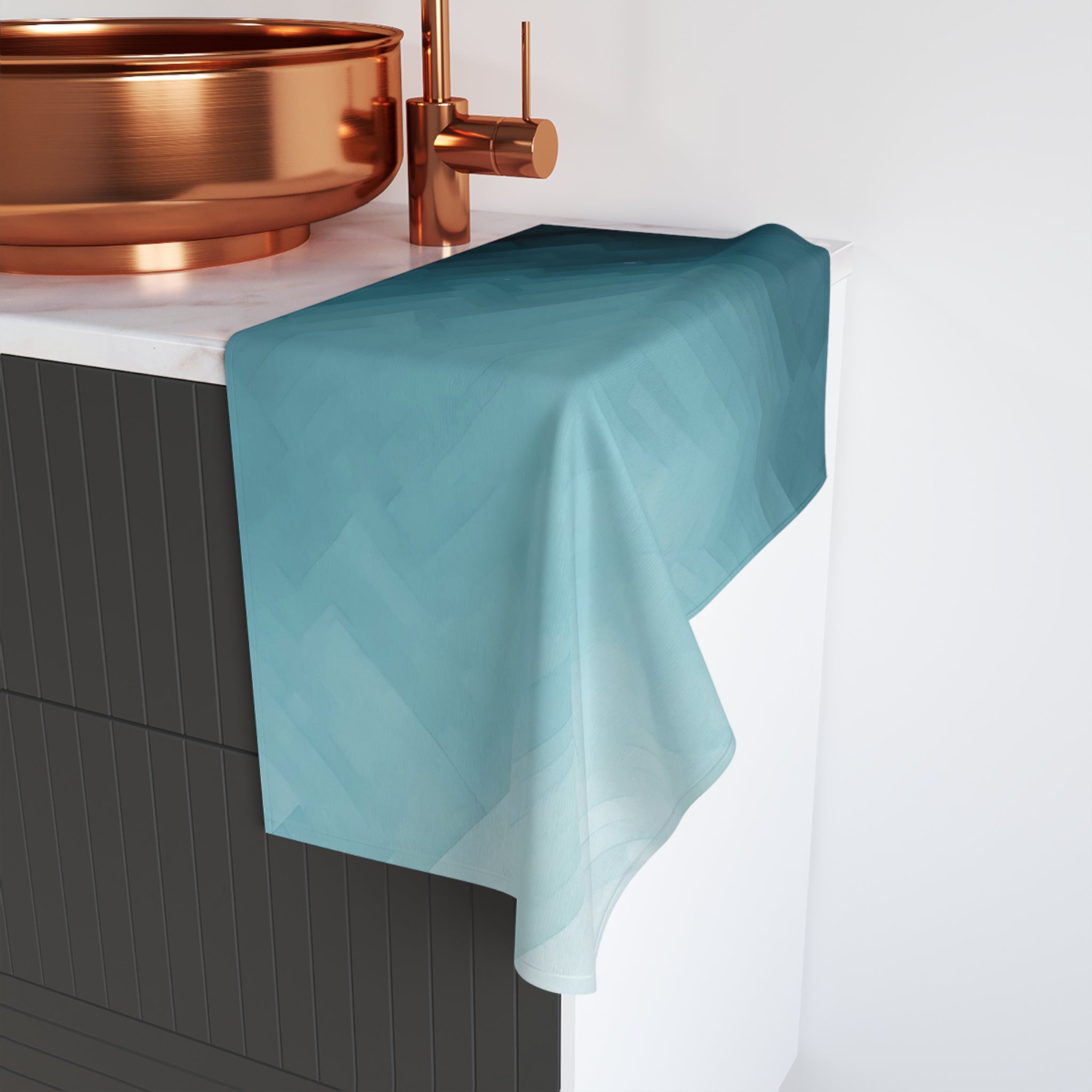 Abstract Kitchen, Bath Hand Towel | Navy Teal Blue Towel